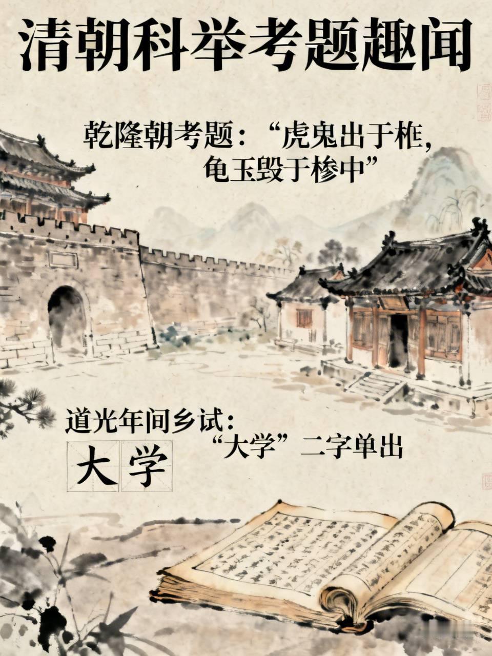 清朝科举考试的题目有离谱曾翻到乾隆朝的一道科举考题，当场把一众考