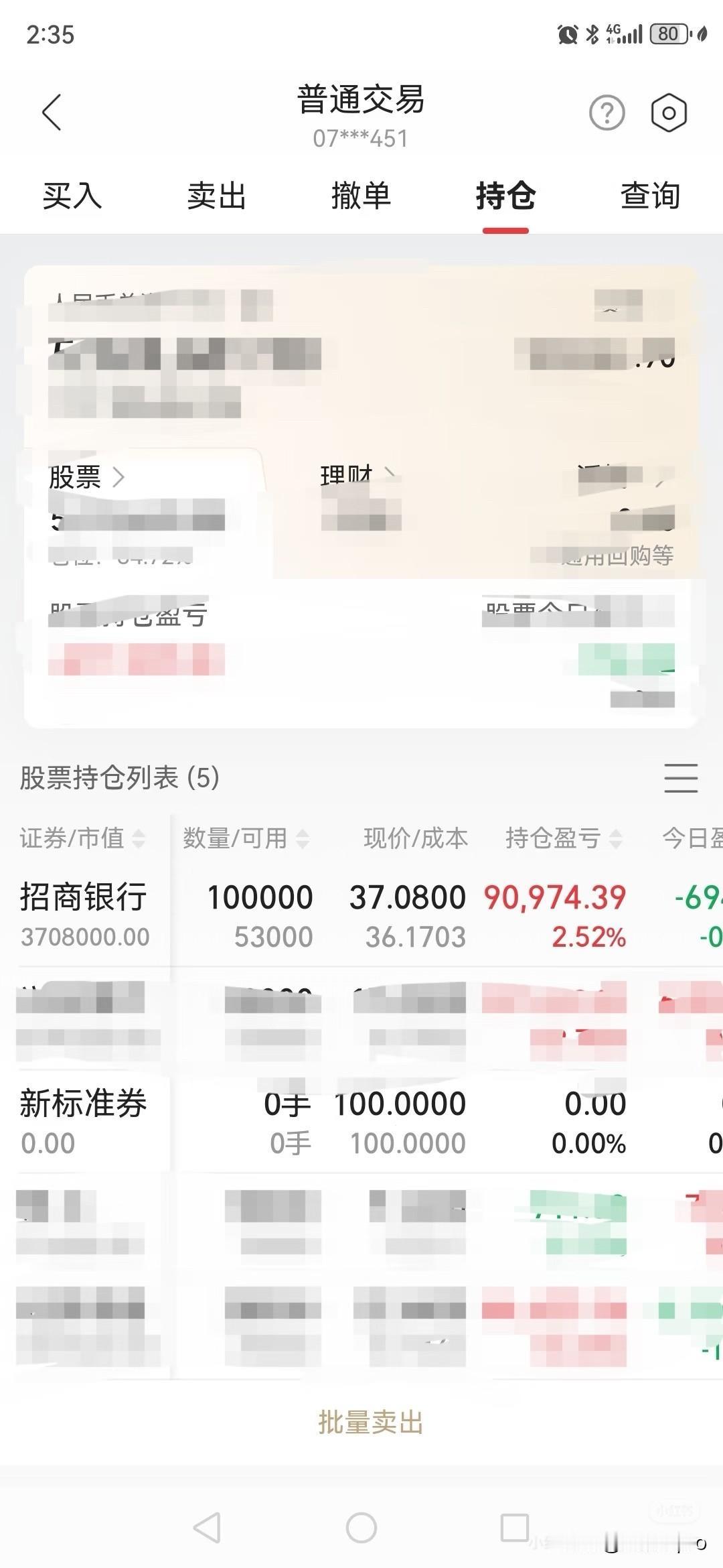 十万股招行持仓计划完成！市场给机会了，招行一路下跌一路买，也把我原先30块的成