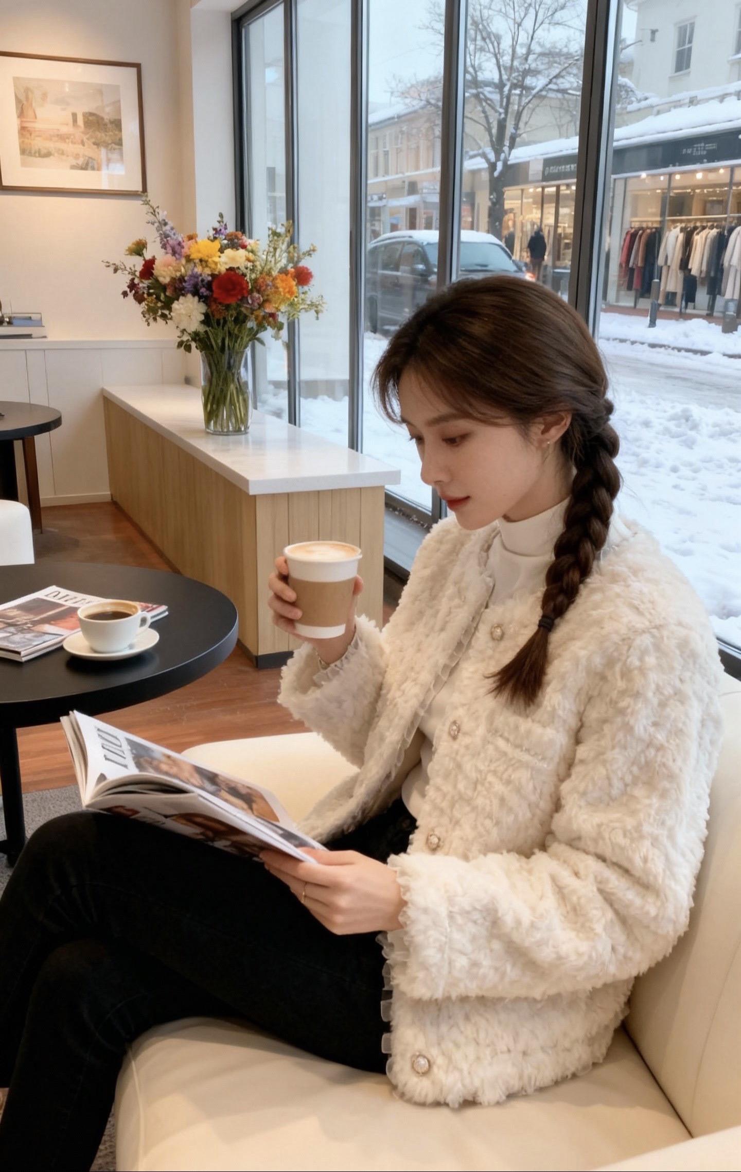 冬日名媛氛围感穿搭：温柔到骨子里的小香风毛绒外套  当雪花轻吻窗棂，这...