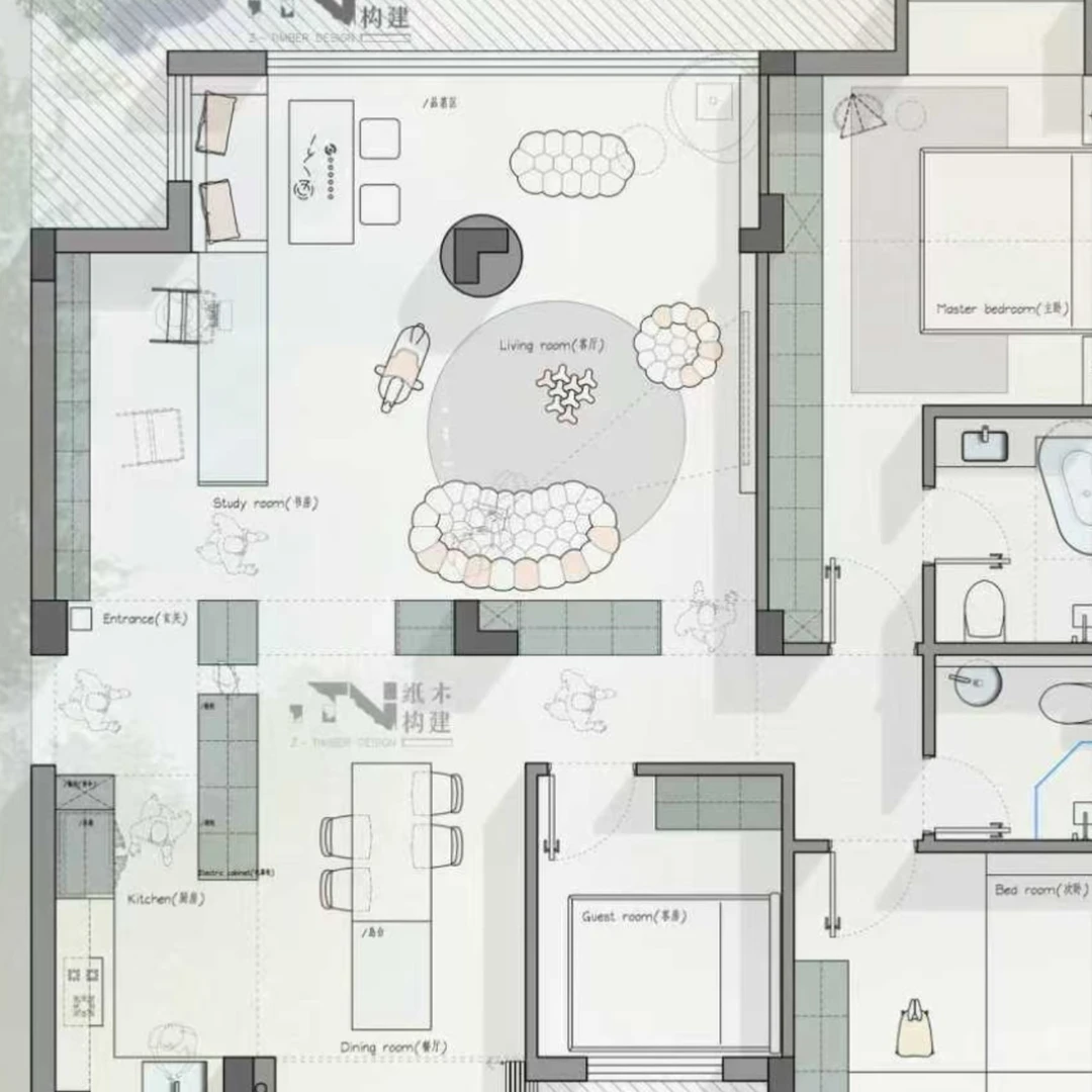 户型改造｜四房改三房，超大客厅！