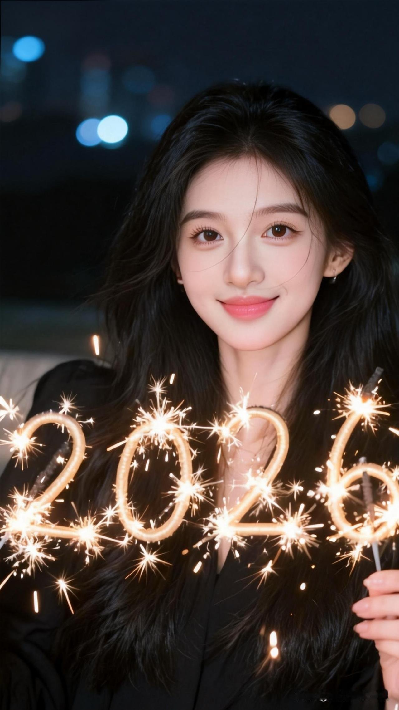 佳人映夜，岁月如歌。有没有黑色背景美女图片2026，新的一年，新的开始！🎉✨