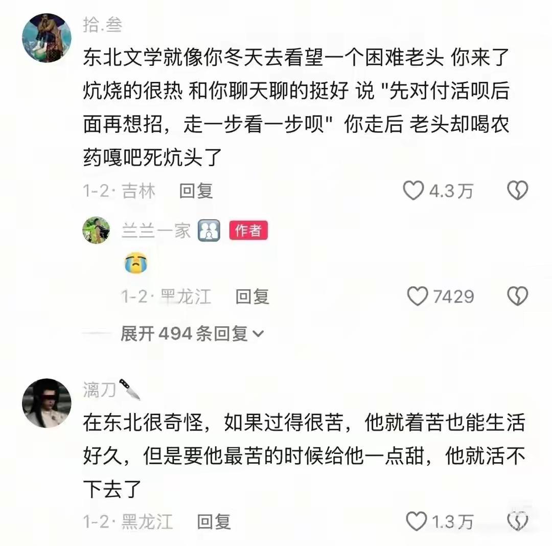东北人是最悲天悯人的，骨子里就有侠义之心，见不得艰难困苦。