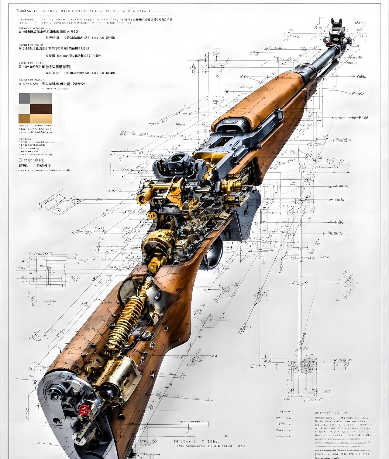 看图中的一支步枪，你知道枪械工程师是用多少零件组成的吗？原来一支标准的突击步枪