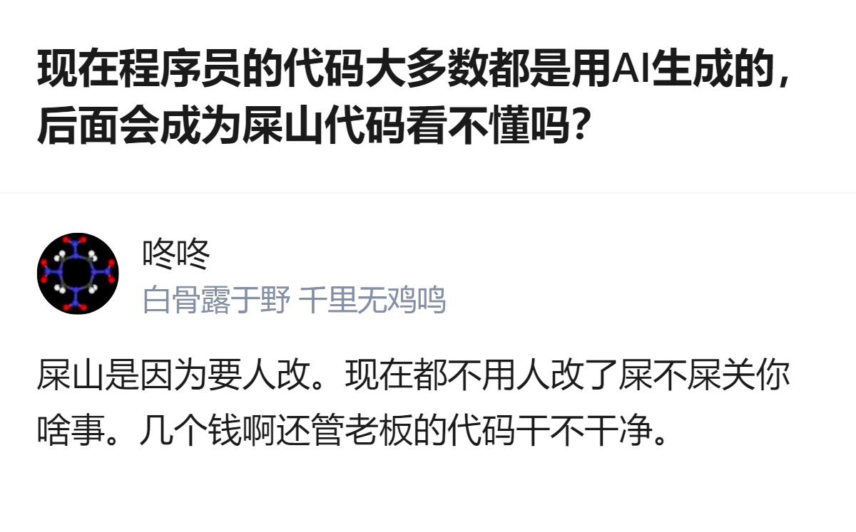 现在程序员靠AI生成代码，真不是怕成屎山，是这代码本来就没打算让你改，能跑就行，