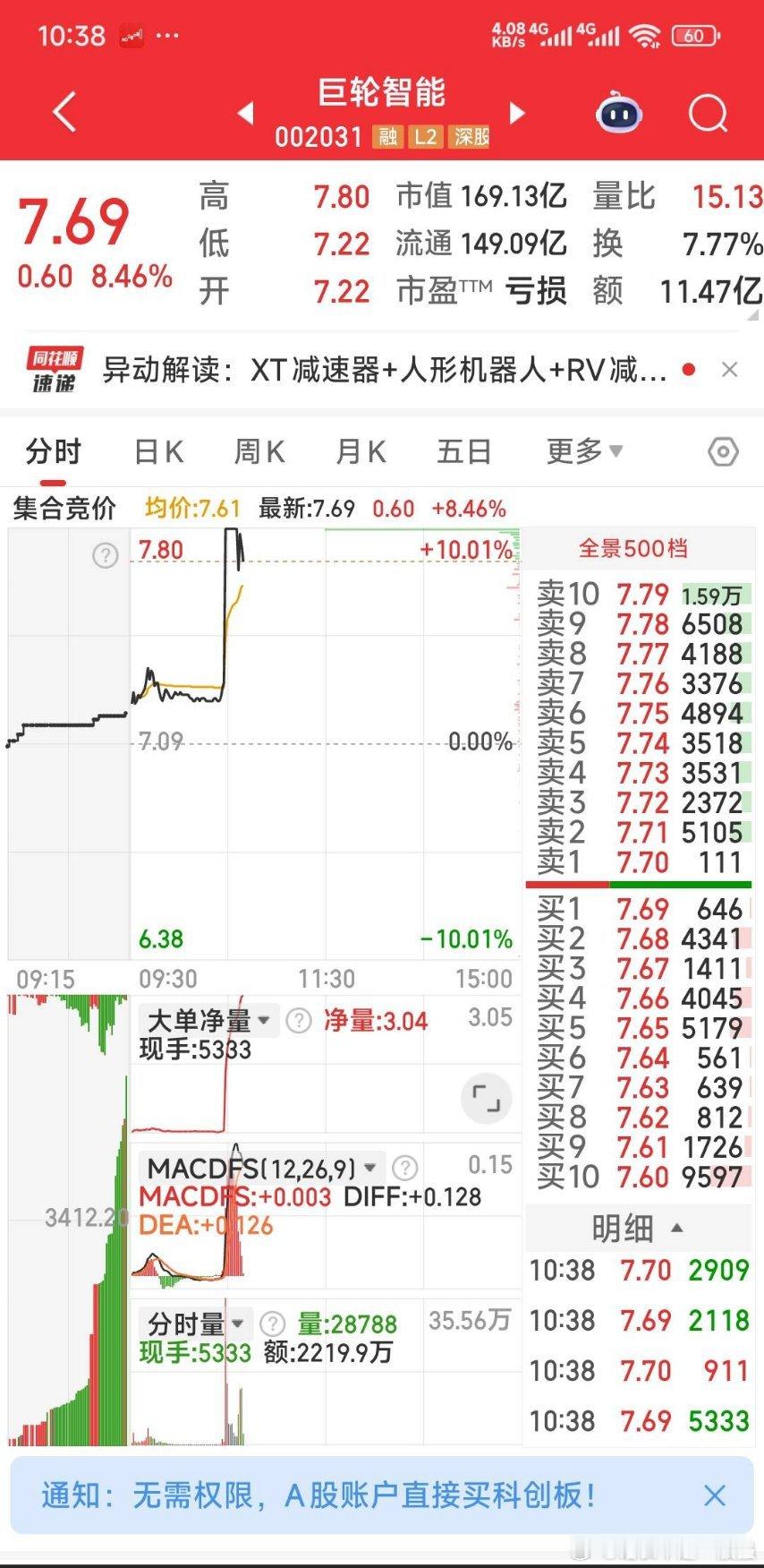 建仓巨轮智能，撤单高乐股份