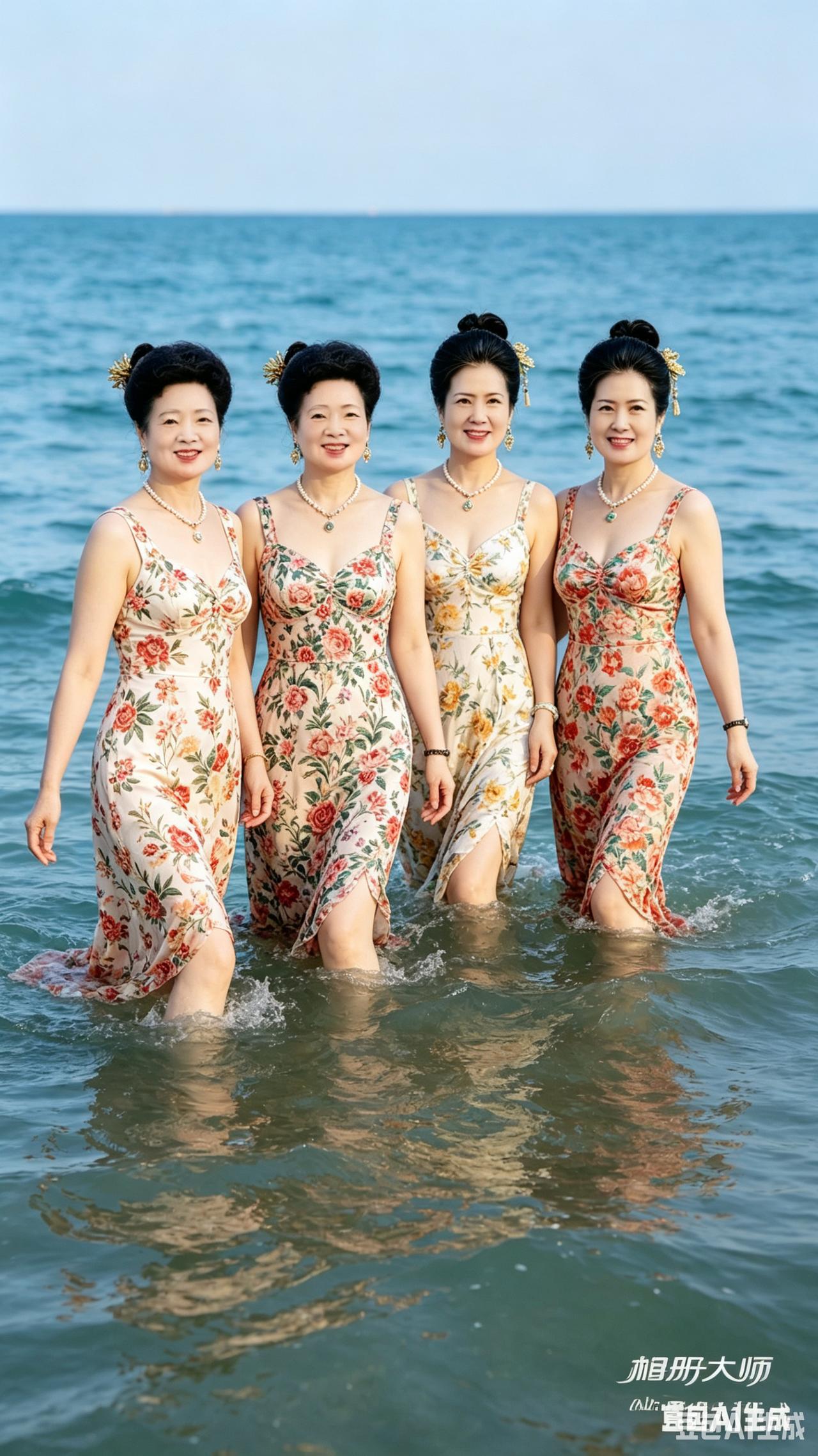 夏天最爽的就是，跟好姐妹一头扎进大海里飘着玩！