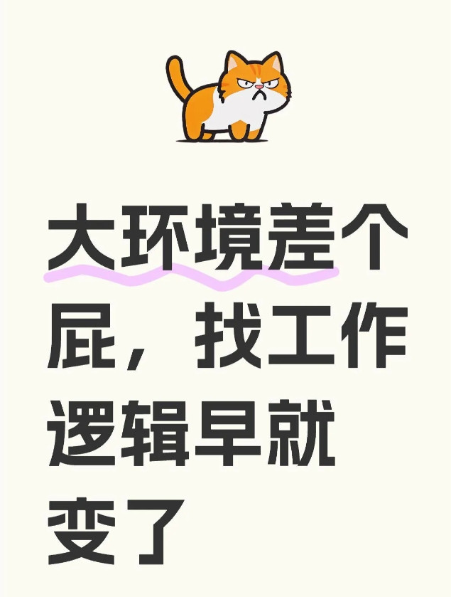 大环境差个屁，找工作逻辑早就变了前天和大学室友撸串，他一句话点醒我：