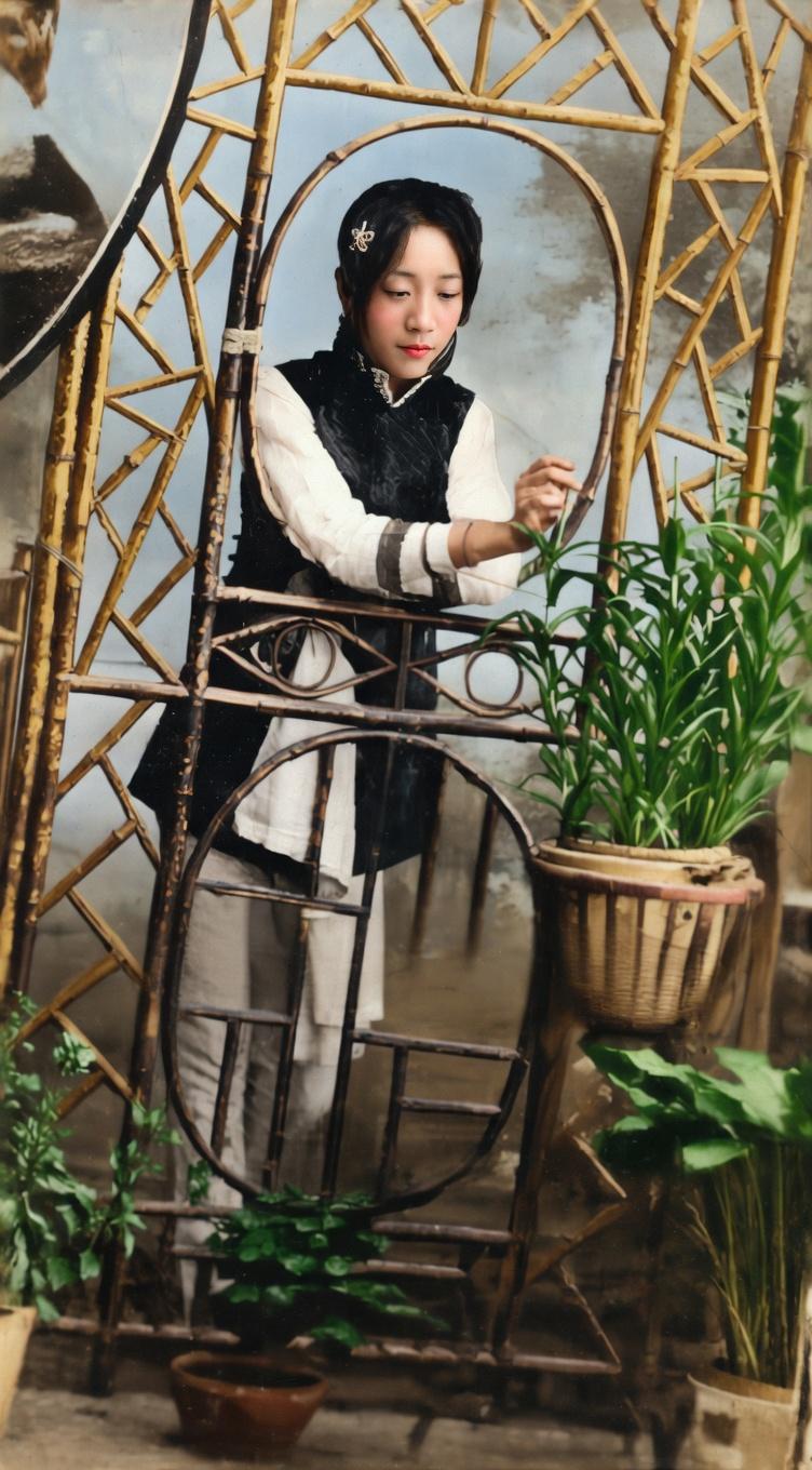 民国初年，上海照相馆拍摄的的男子，面容清秀温婉，眉眼柔和，神态娴静，完全是传统审