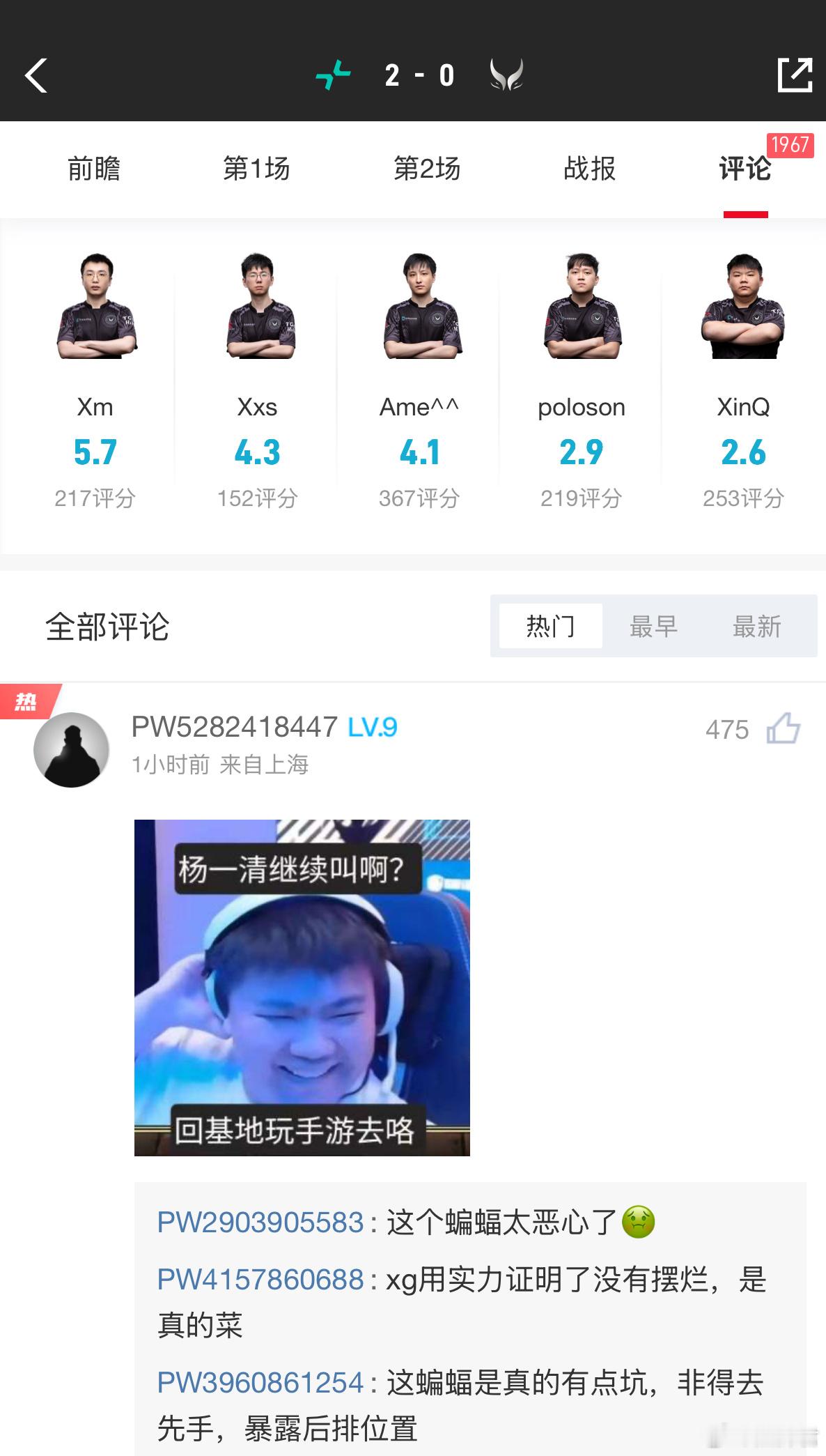 赛后评分，毛哥最高dota2dota​​​