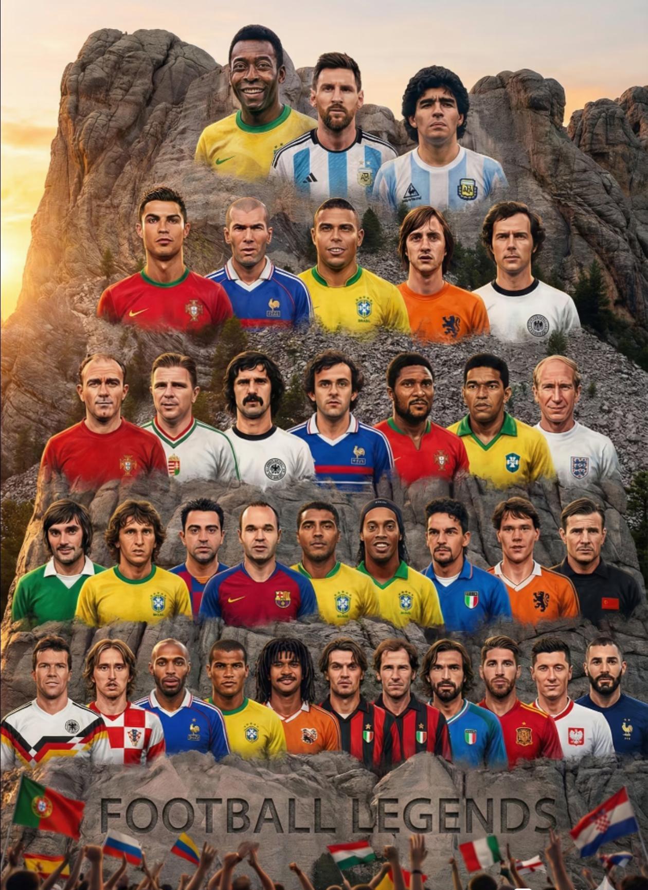 哇哦，这足坛总统山真够壮观哈！这排序够靠谱，我最欣赏的就是梅西，不止拥有高颜值