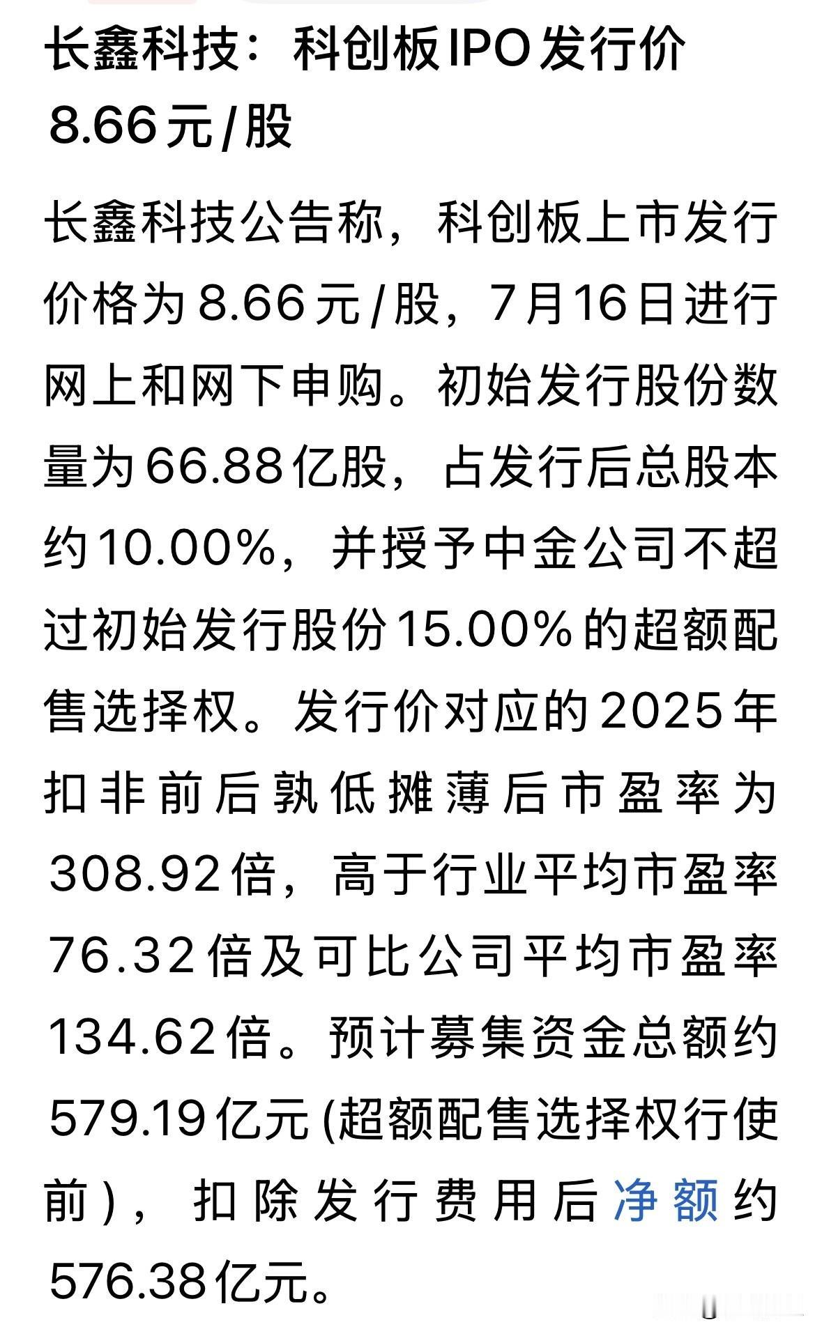 期待好运降临吧，在科创板上市的长𠓾科技8.66元的发行价格，预计募集资金576