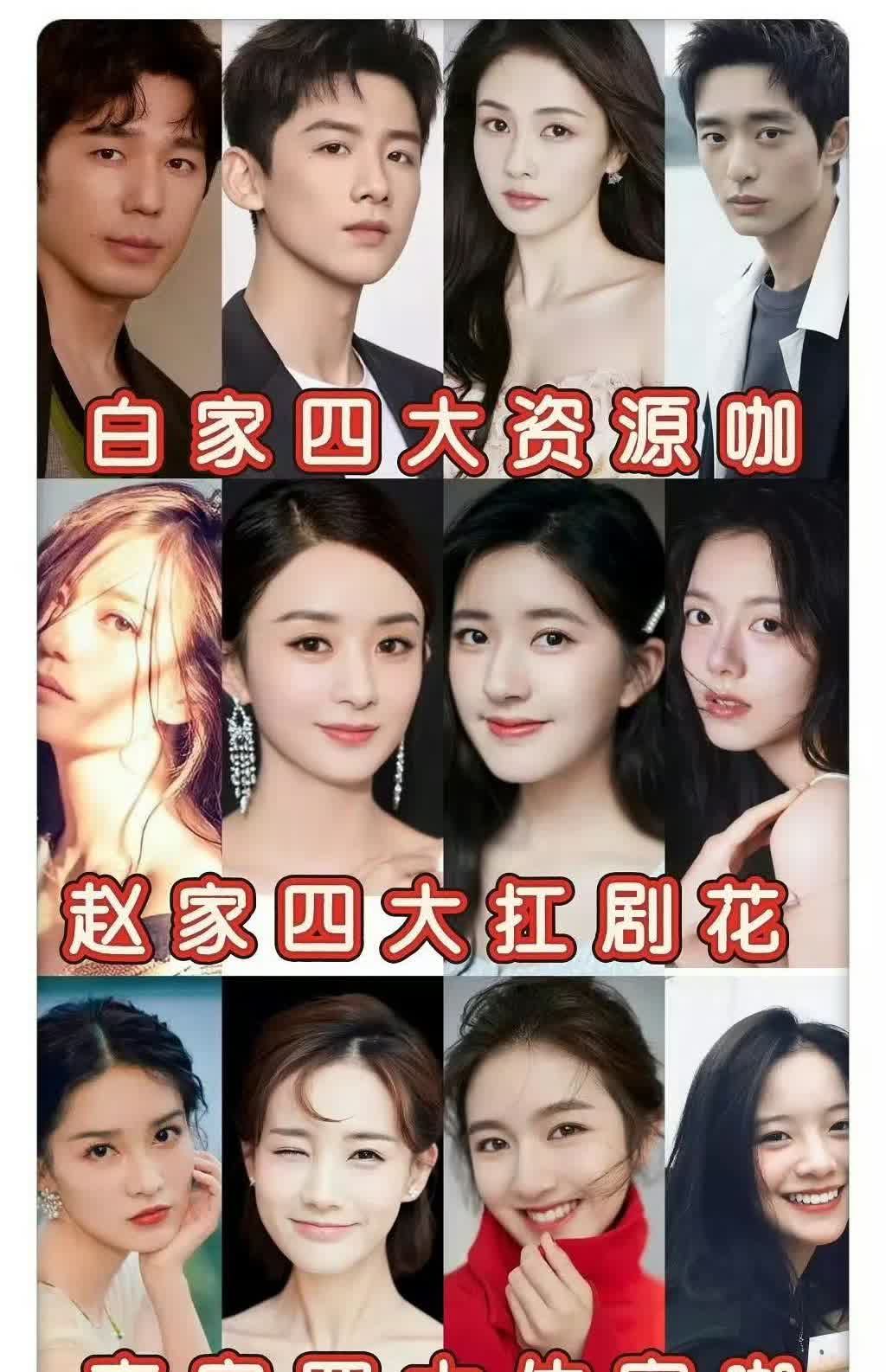 最近网友评的四大资源咖、扛剧花、体寒咖、流量花大家认同吗？白家四大资源咖：白