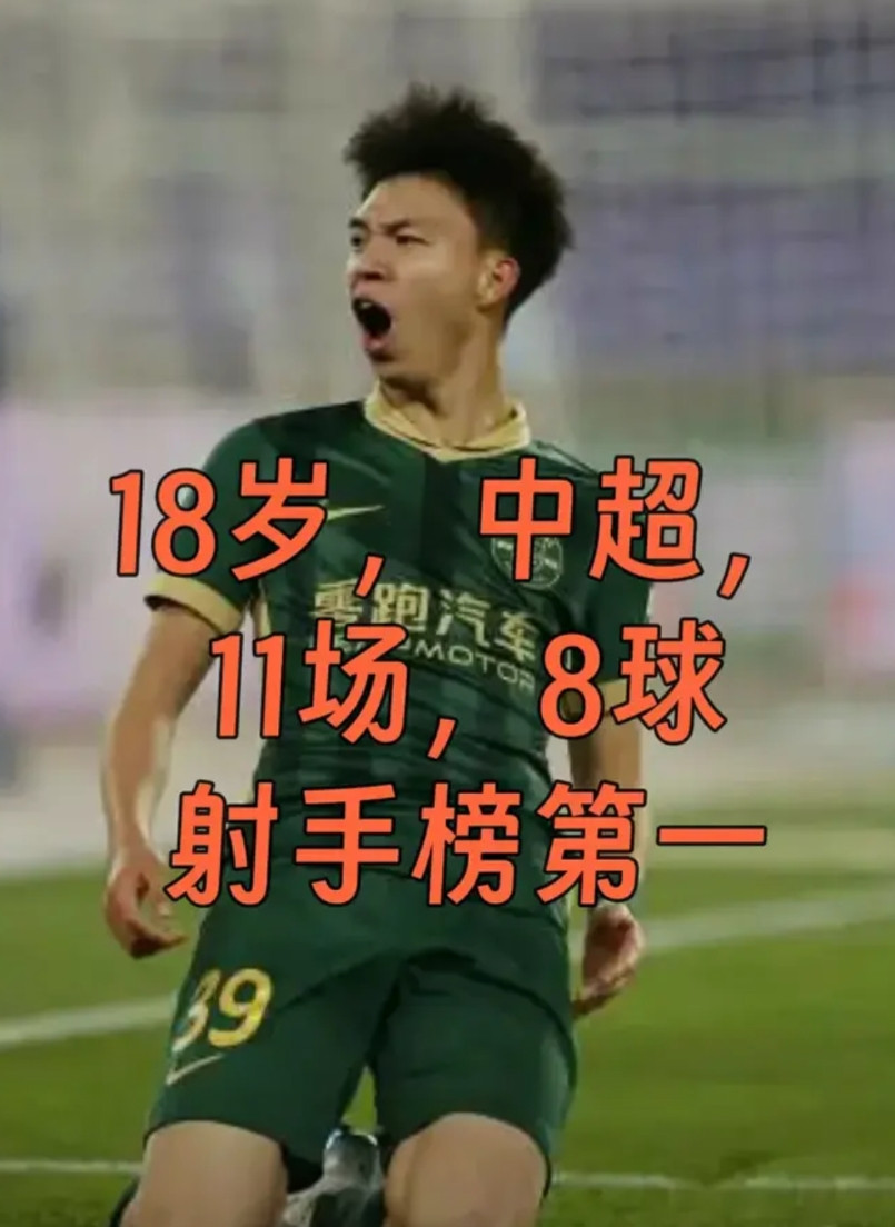还能这么搞吗，18岁，中超射手榜第一了，11场8球，真是中国史上最强18岁啊，王