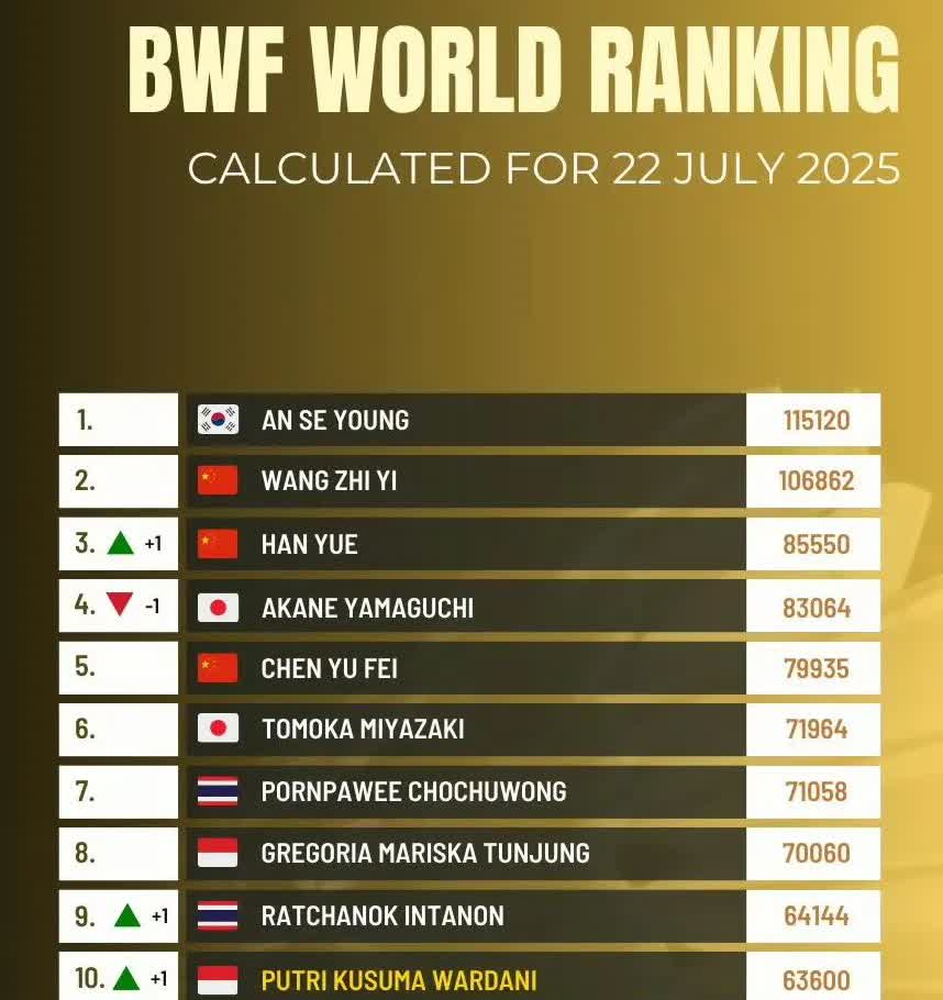 世界羽联最新女单项目世界排名！2025日本羽毛球公开赛尘埃落定后，国羽女单选