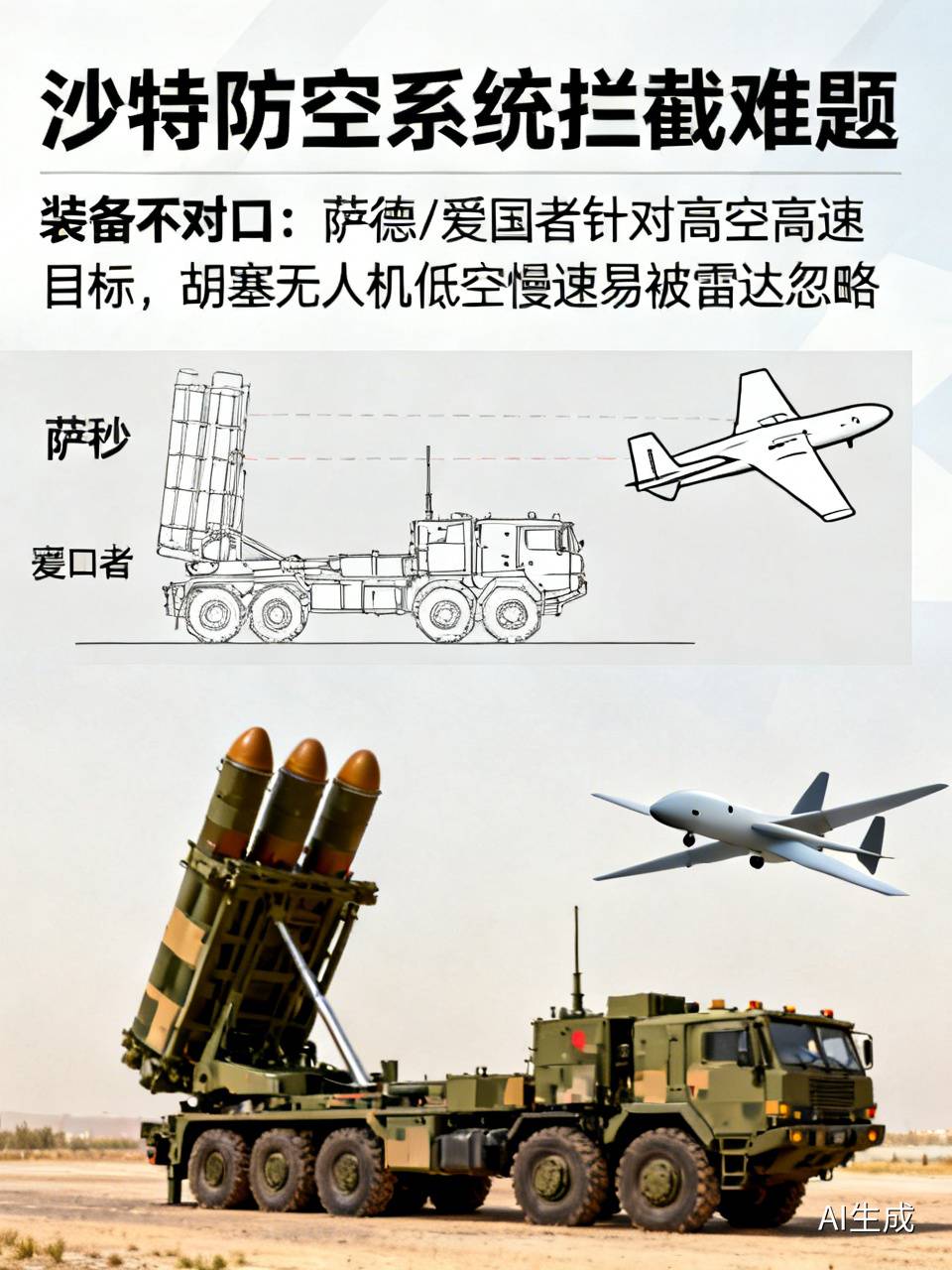 沙特手握萨德、爱国者这些顶级防空装备，为什么总拦不住胡塞的袭击？核心有三个关键原因。第一，装备天生不