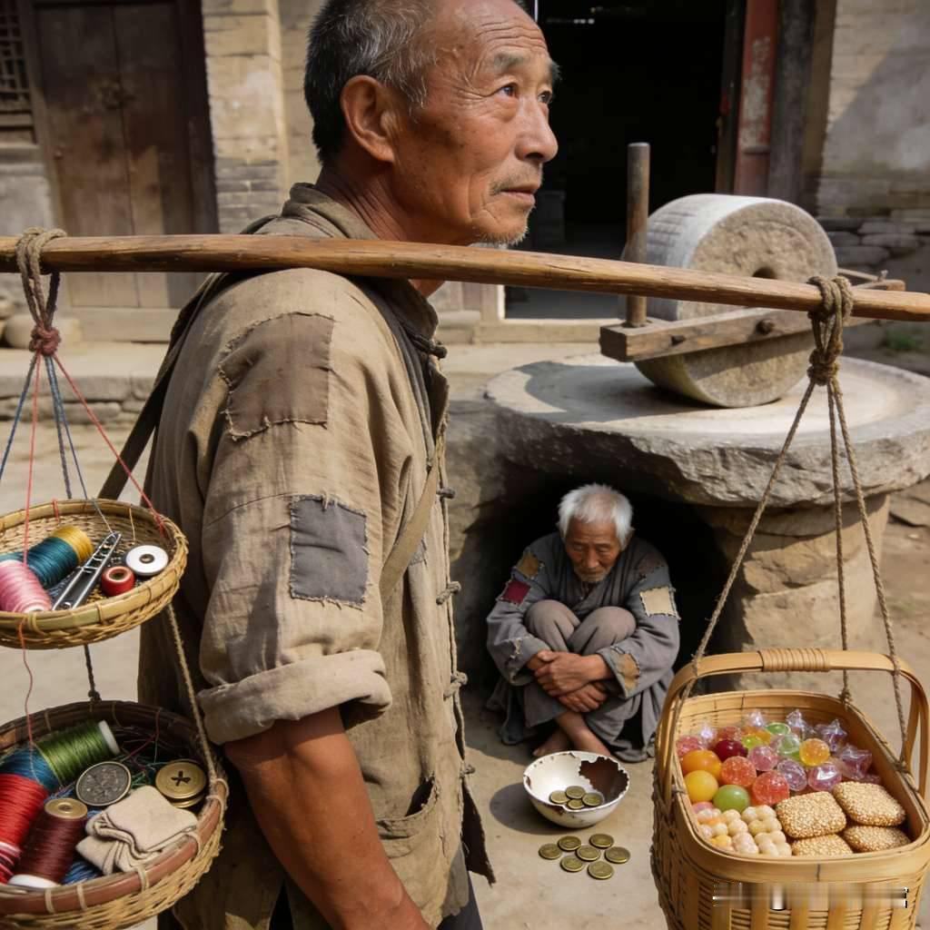 走街串巷的货郎，给乞讨的白发乞丐分了半个馒头，转身就发现担子上多了个沉甸甸的木盒