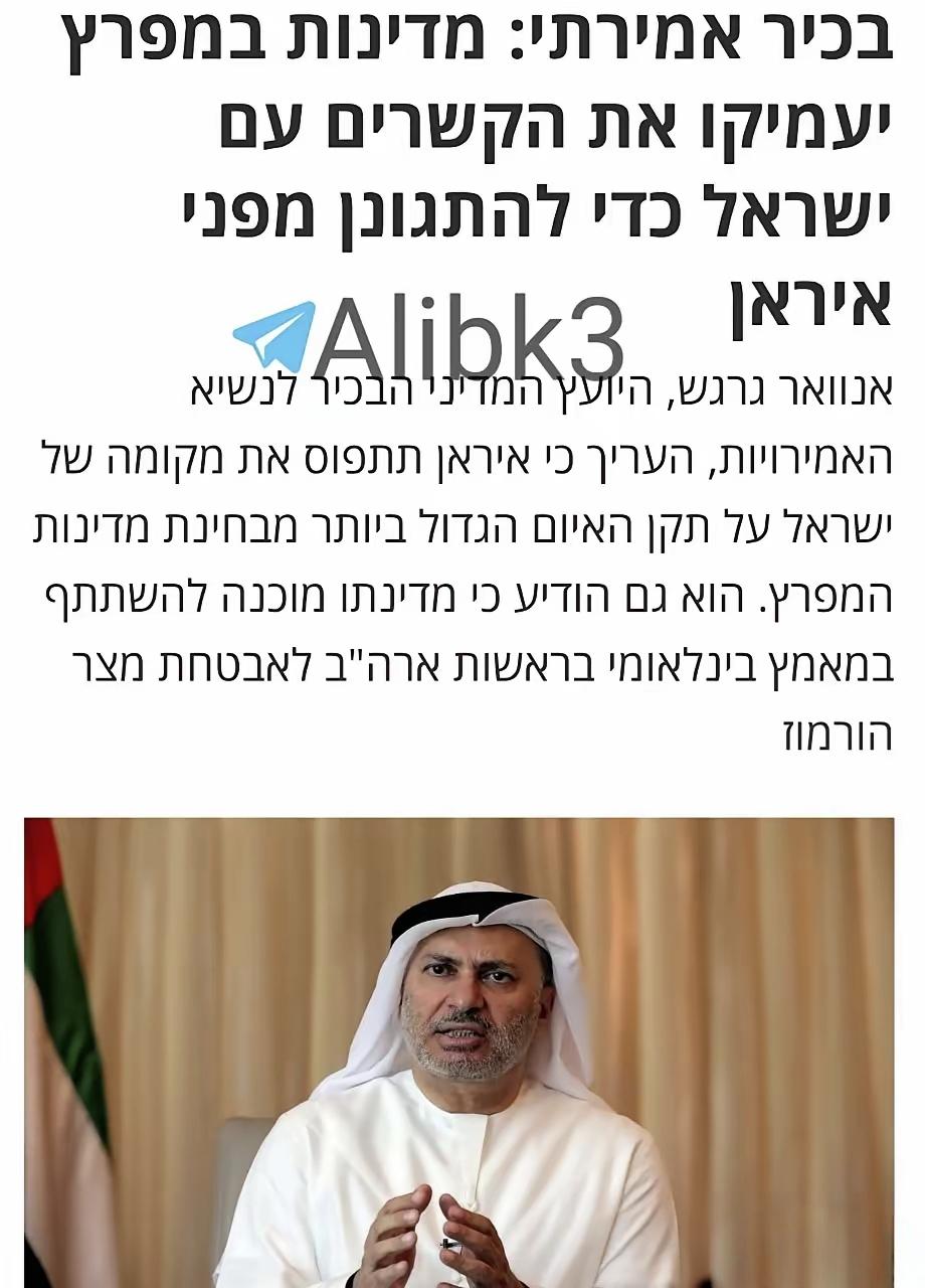 阿联酋准备彻底跪下了阿联酋总统顾问安瓦尔·加尔加什发表声明称，"我们将加强与以