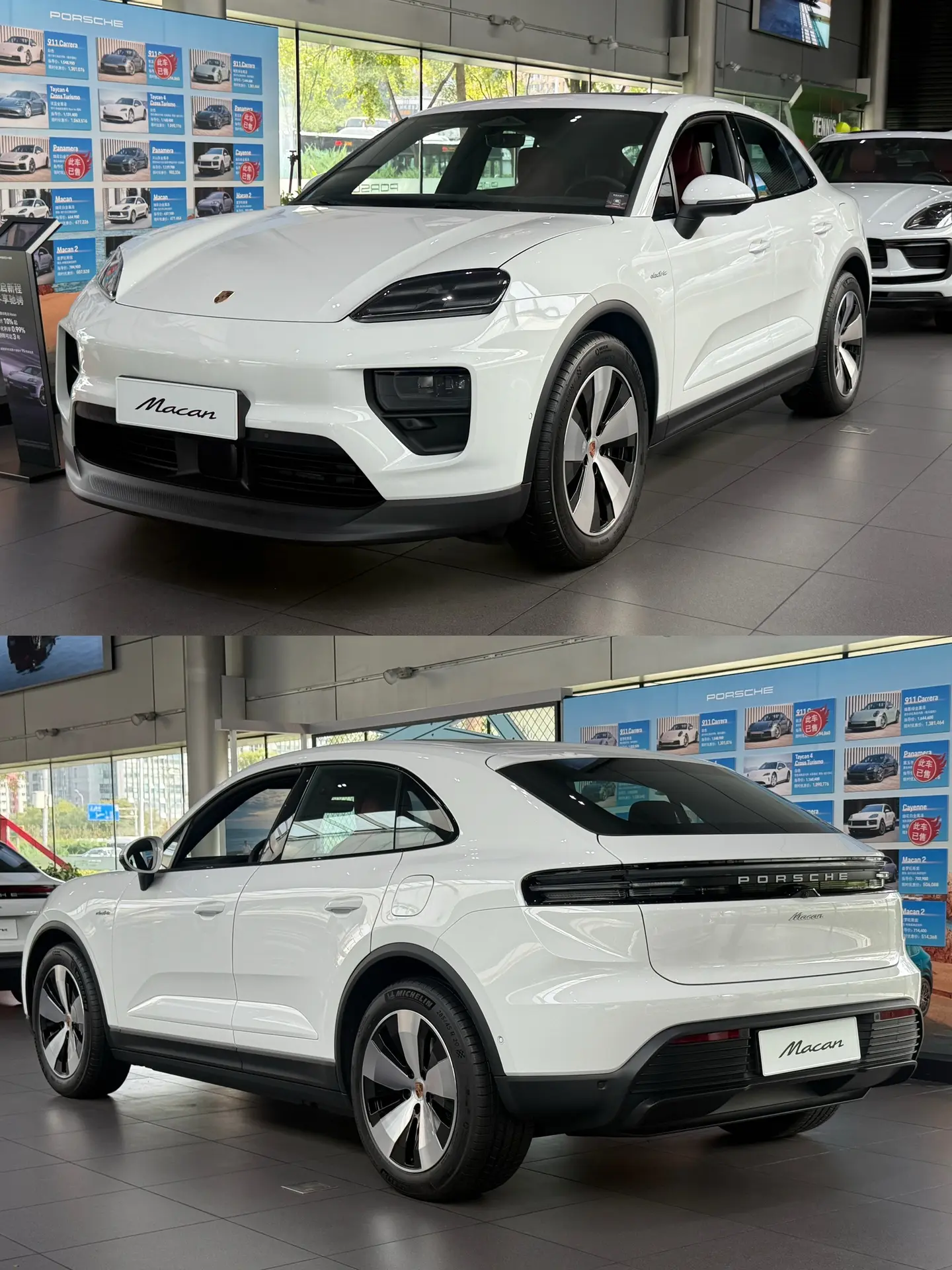 展厅实拍！谁能拒绝白红Macan EV.看纯电SUV的朋友，可以多留意...