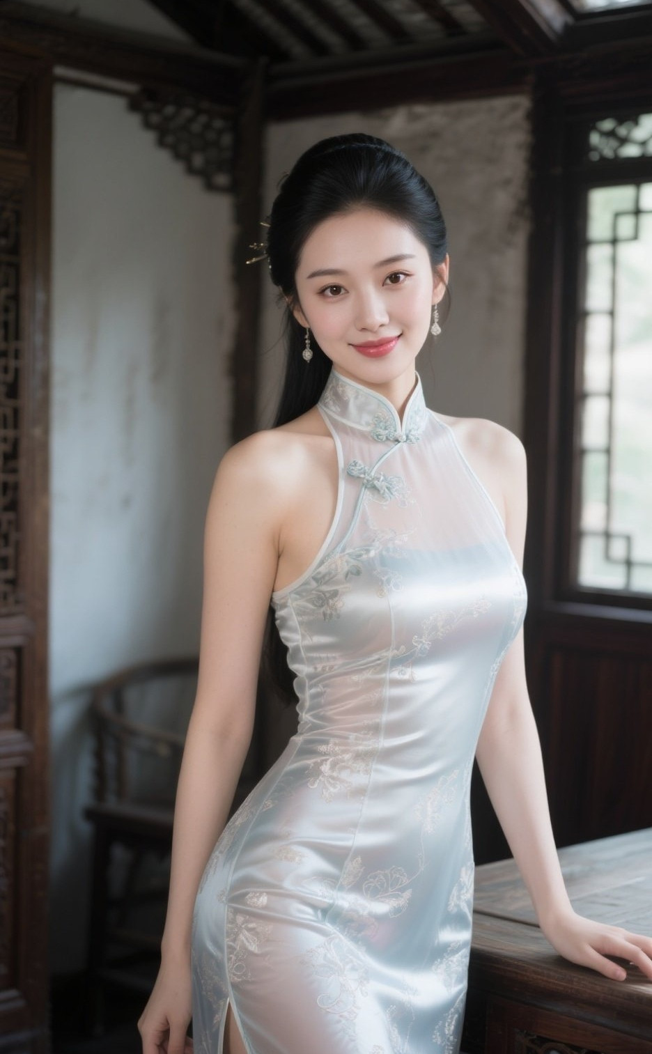 东方美眷旗袍华玉指轻抚暗香浮