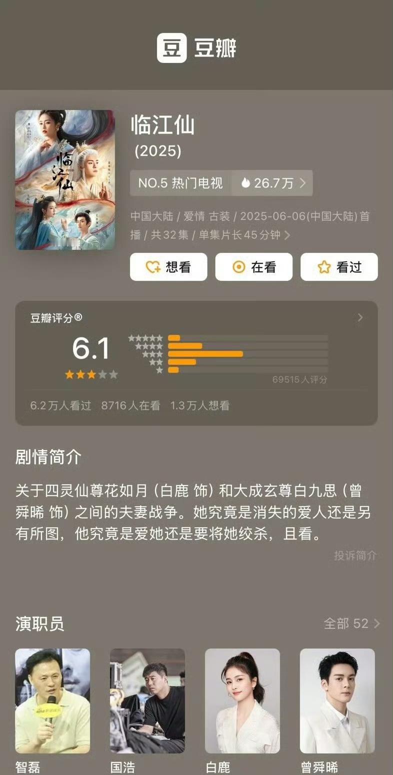 临江仙豆瓣开分6.1好奇特的分型，红黑俱灭呀买分的话是这样的🖕​​​