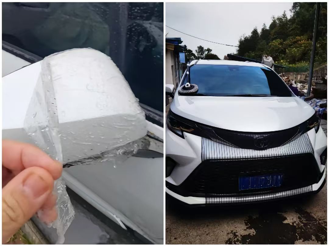 抖音真强大，今天国庆节回老家，刚这么干了一次，用保鲜膜上高速前撒点水覆盖了一层，