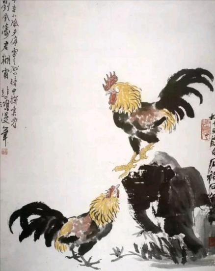 1947年，徐悲鸿刚提笔画完两只公鸡，突然停电了，便封笔作罢，却直到去世时都没能
