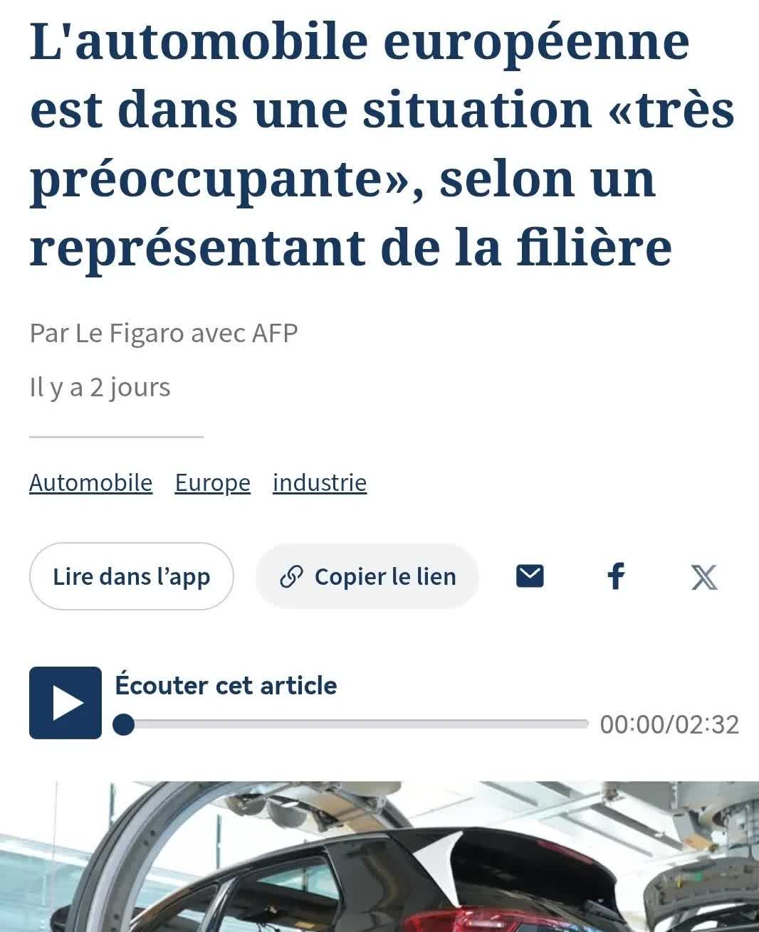 法国费加罗报：欧洲汽车正陷入非常令人担忧的境地！据法国费加罗报