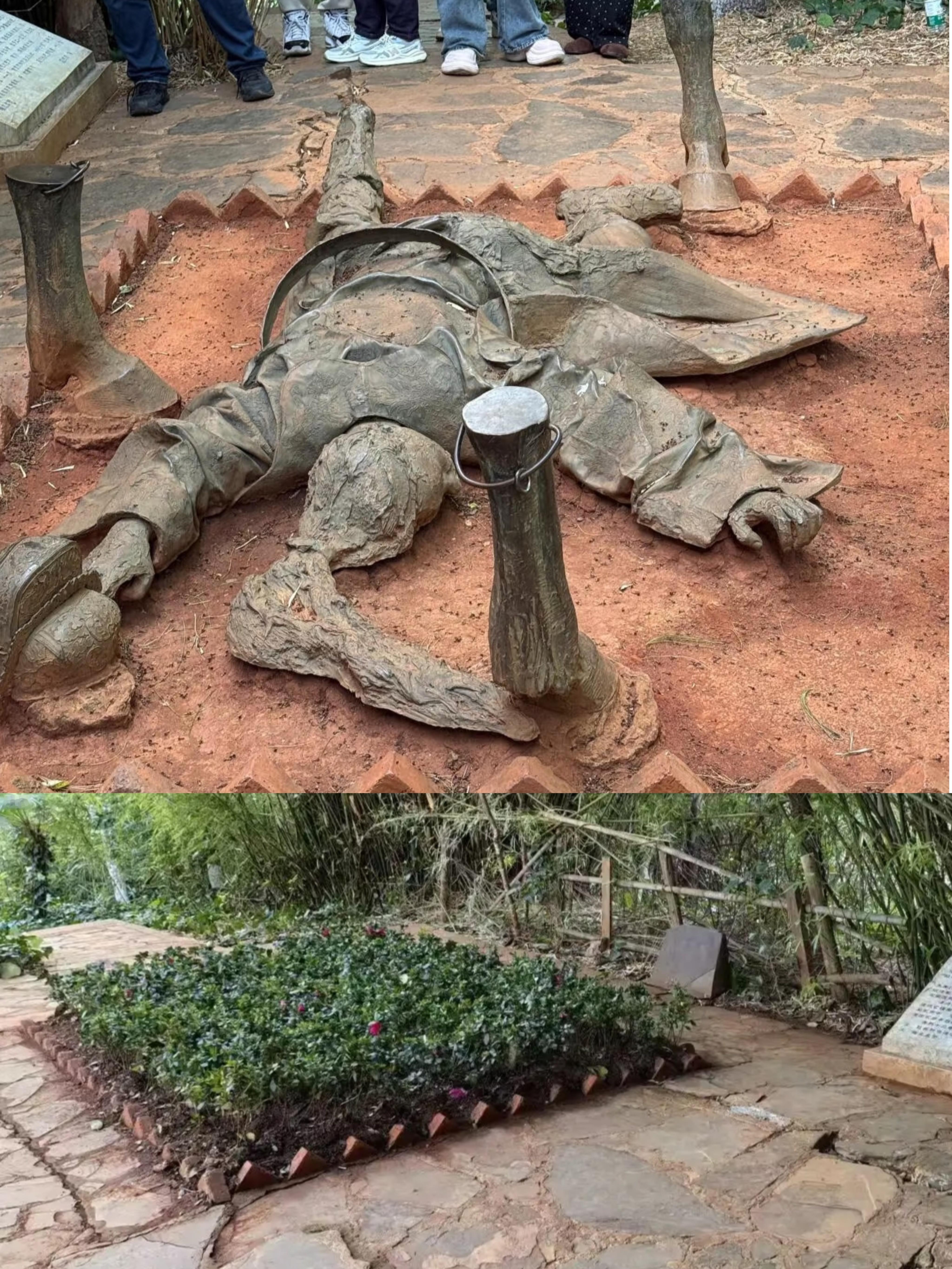 永历皇帝雕像已拆走，看来投诉还是有用的，反映的人多了就拆走了，而那个丑陋的老子雕