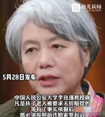 “不够判刑，那就高额罚款！”中国人大李玫瑾教授去年建议，凡是扶了老人被要求天价赔