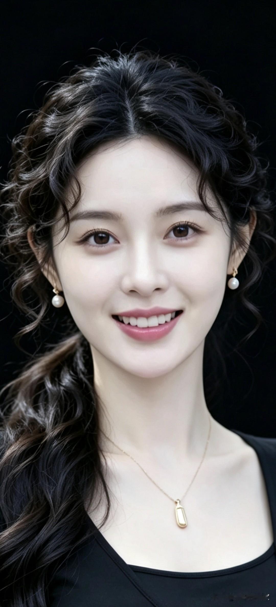 马尾辫美女（三十四）乌黑顺滑的长直发垂落肩头，眉眼澄澈明亮，嘴角扬起明媚温柔
