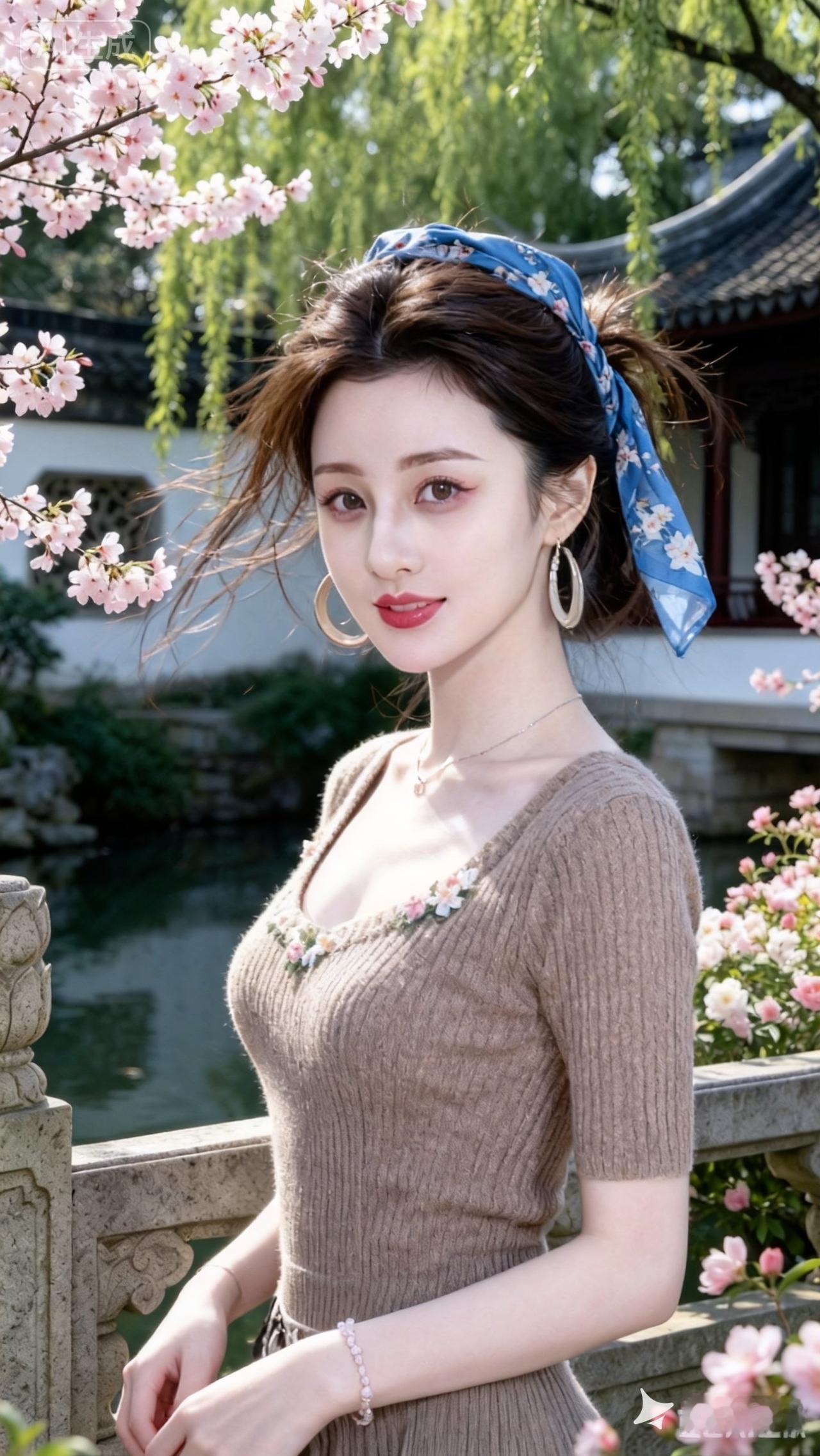 春日樱花下的少女，温柔如水，美不胜收。
