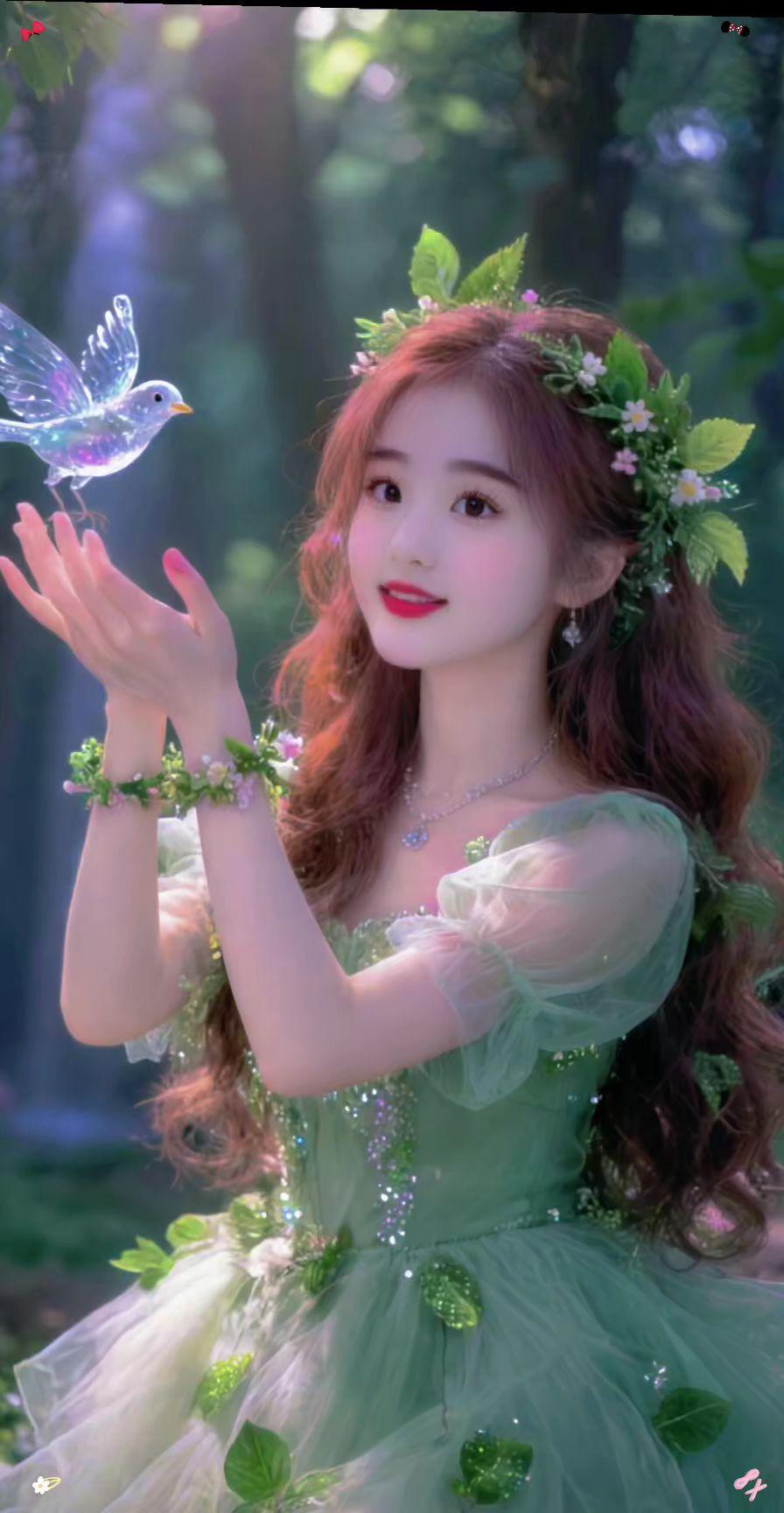 抖音玩法合伙人精灵妆小姐姐仙女姐姐鲜花造型