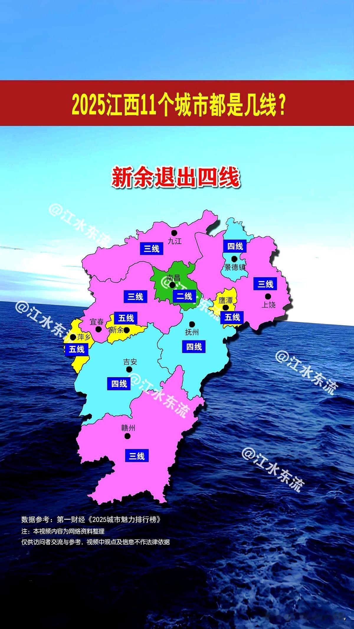 2025江西11个城市都是几线？新余退出四线！江西无新一线城市，省会南昌