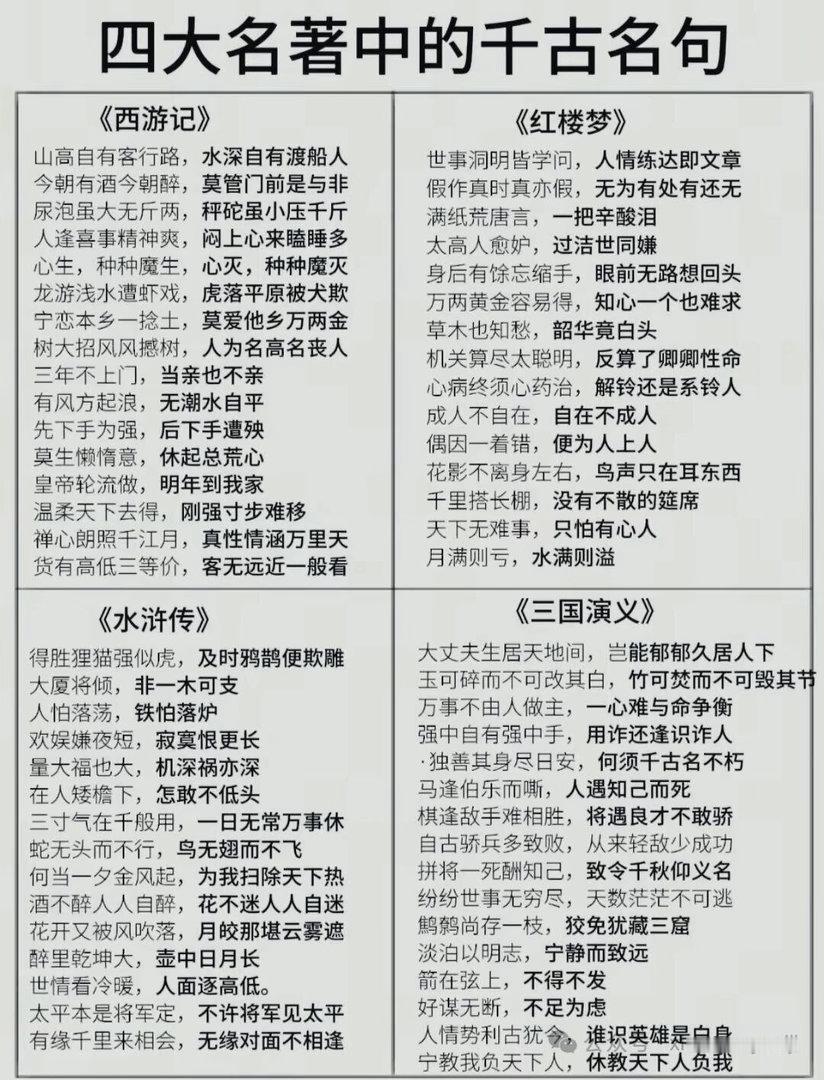 四大名著中的千古名句