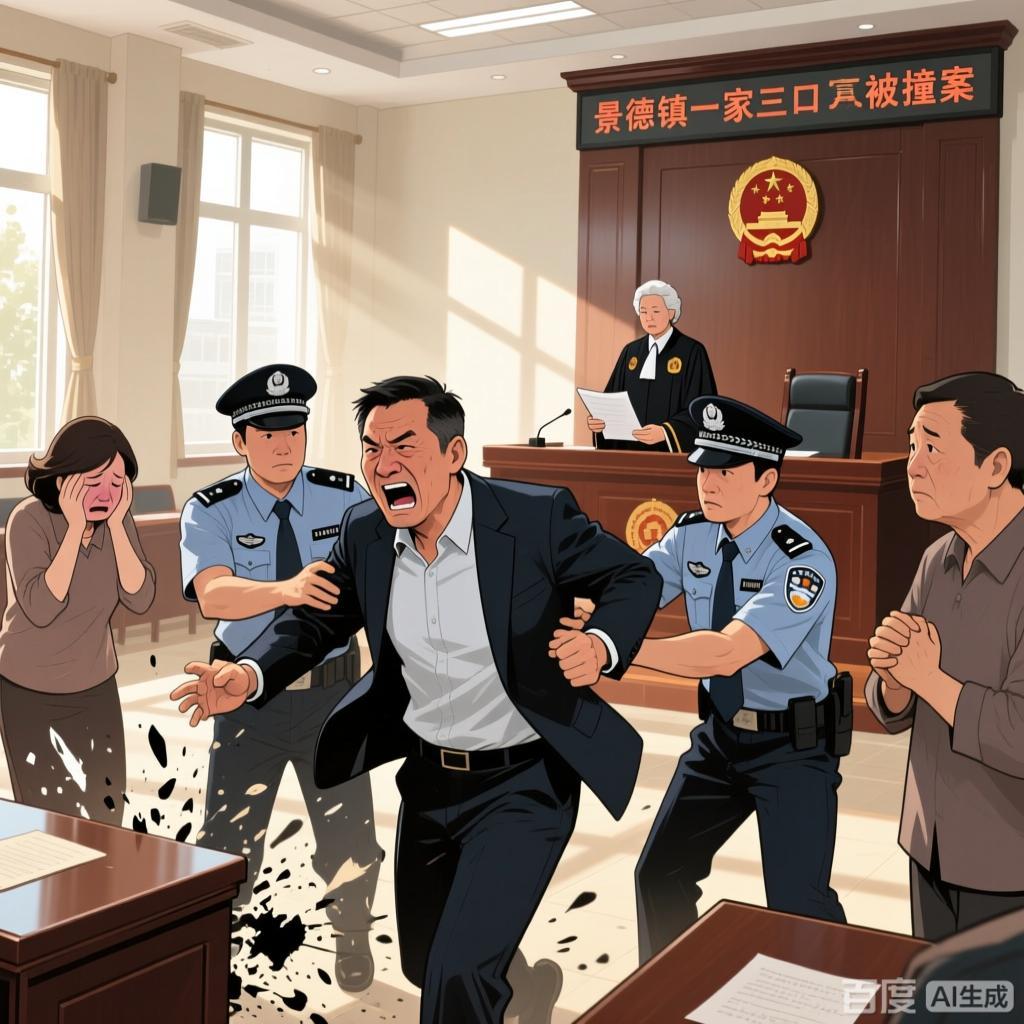 “景德镇一家三口被撞案”一审宣判被告家属欲冲撞律师被摁住这起备受社会关注的“景
