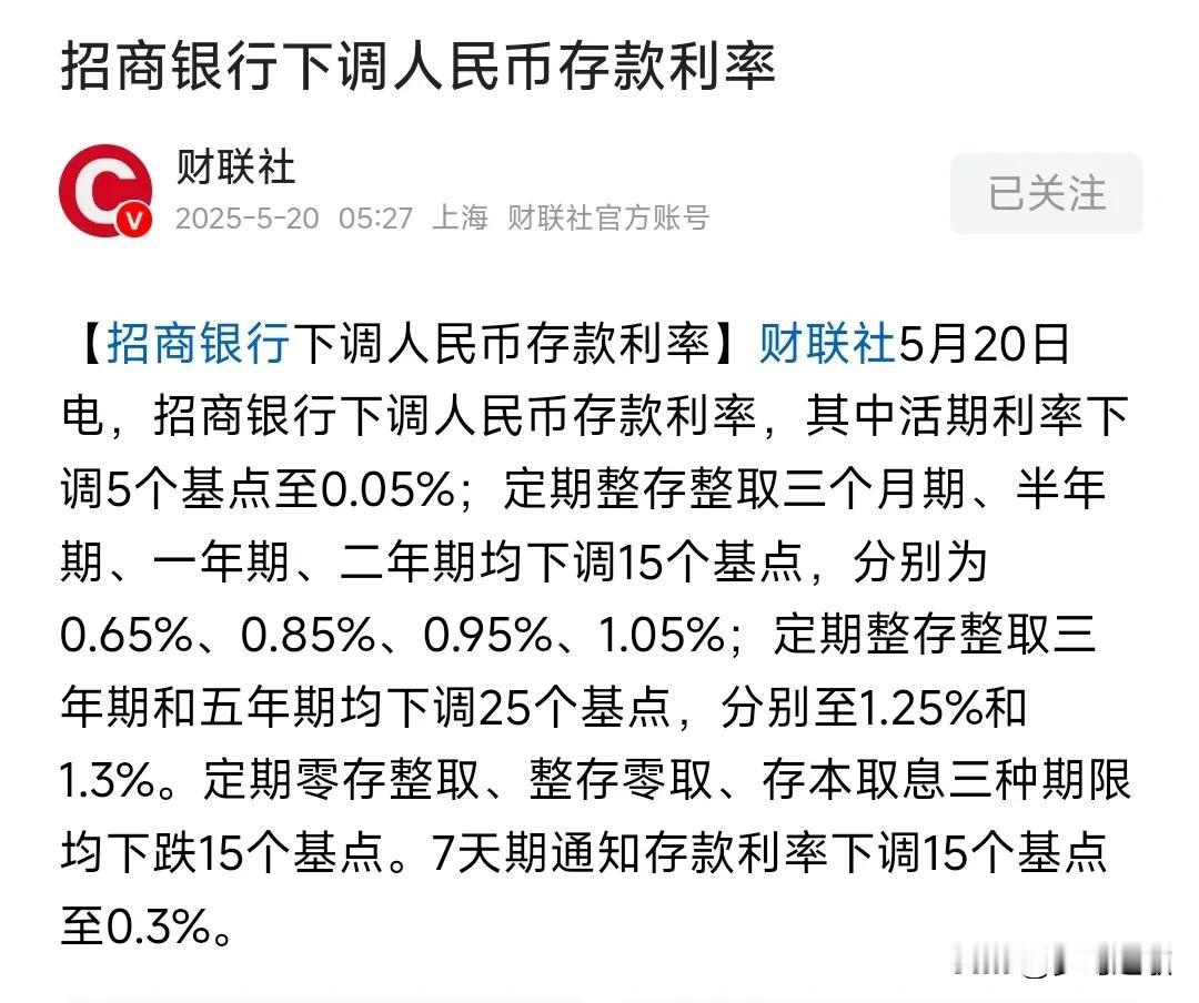 1年期存款利率下破1%以下。A股迎来降息曙光。招商银行和建设银行双双宣布下调