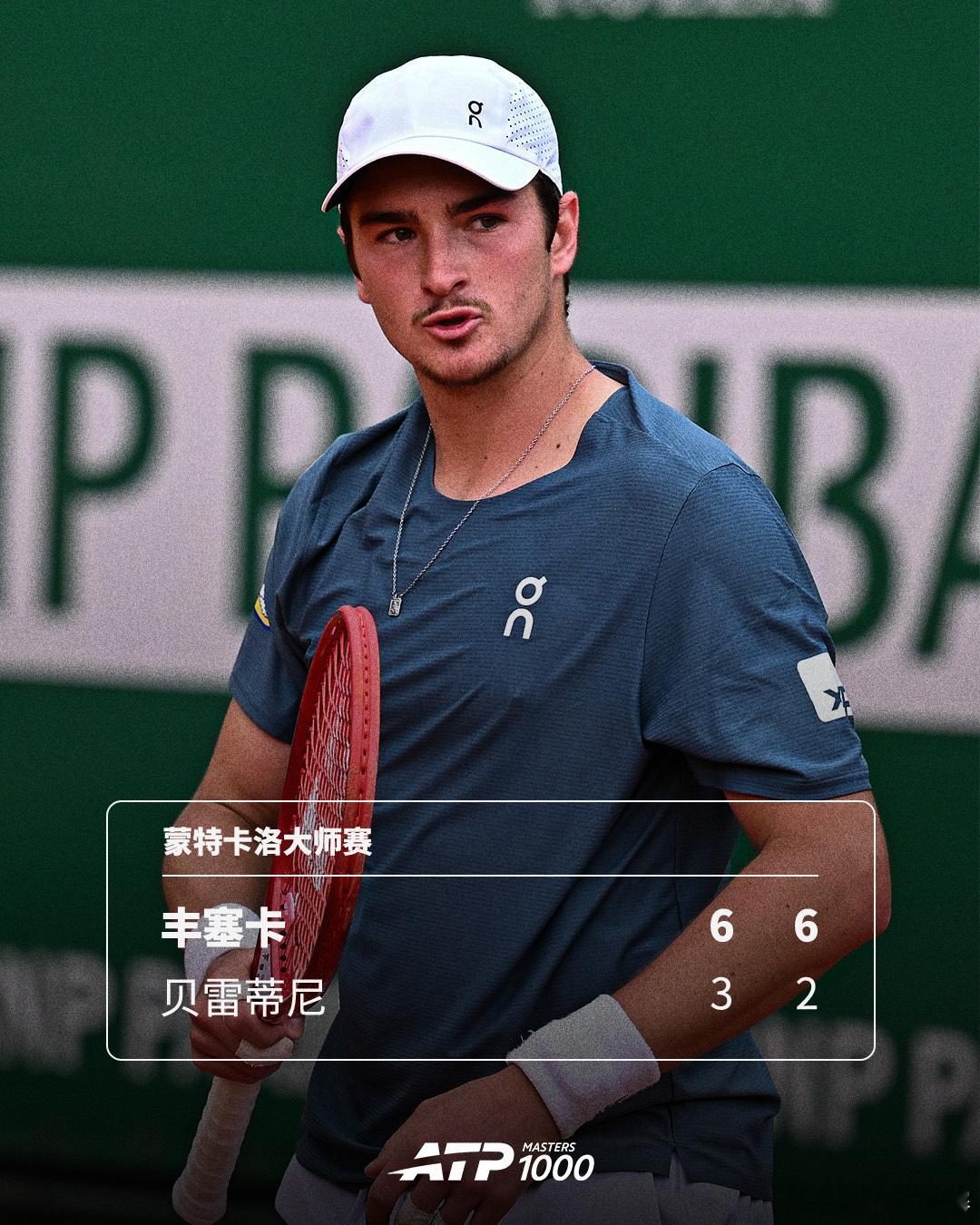 丰塞卡首进大师赛八强🔥ATP1000蒙特卡洛大师赛第三轮，巴西小将丰塞卡以6