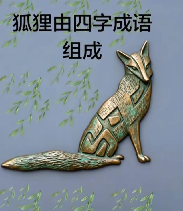 〔看图猜字〕图中画面真漂亮；一只狐狸在蹲着；挺胸抬头大尾巴；全身隐藏四个