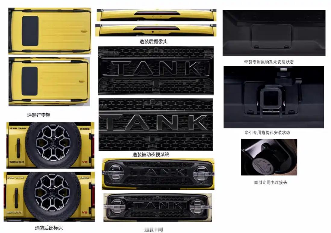新款坦克300申报了V6+轻混版本，而且还配备了专业的越野套件。另外这台车布局也
