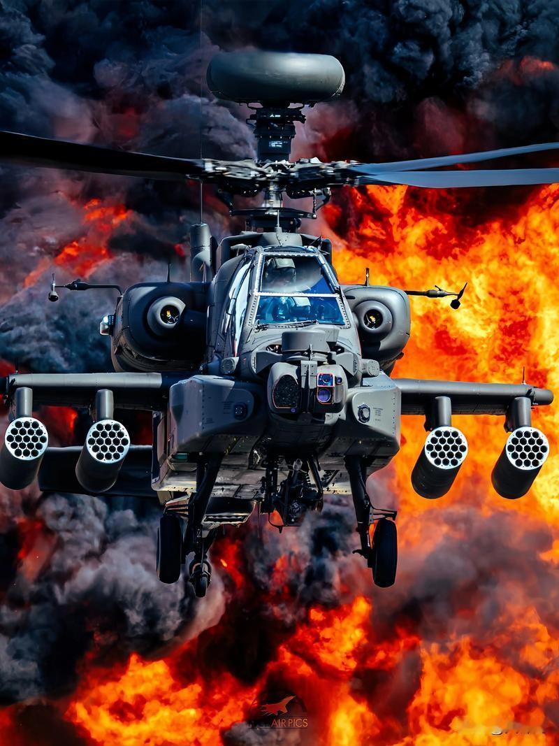 火力方面，它堪称“移动火药库”。机身腹部配备的30毫米M230链式机炮，射速高达