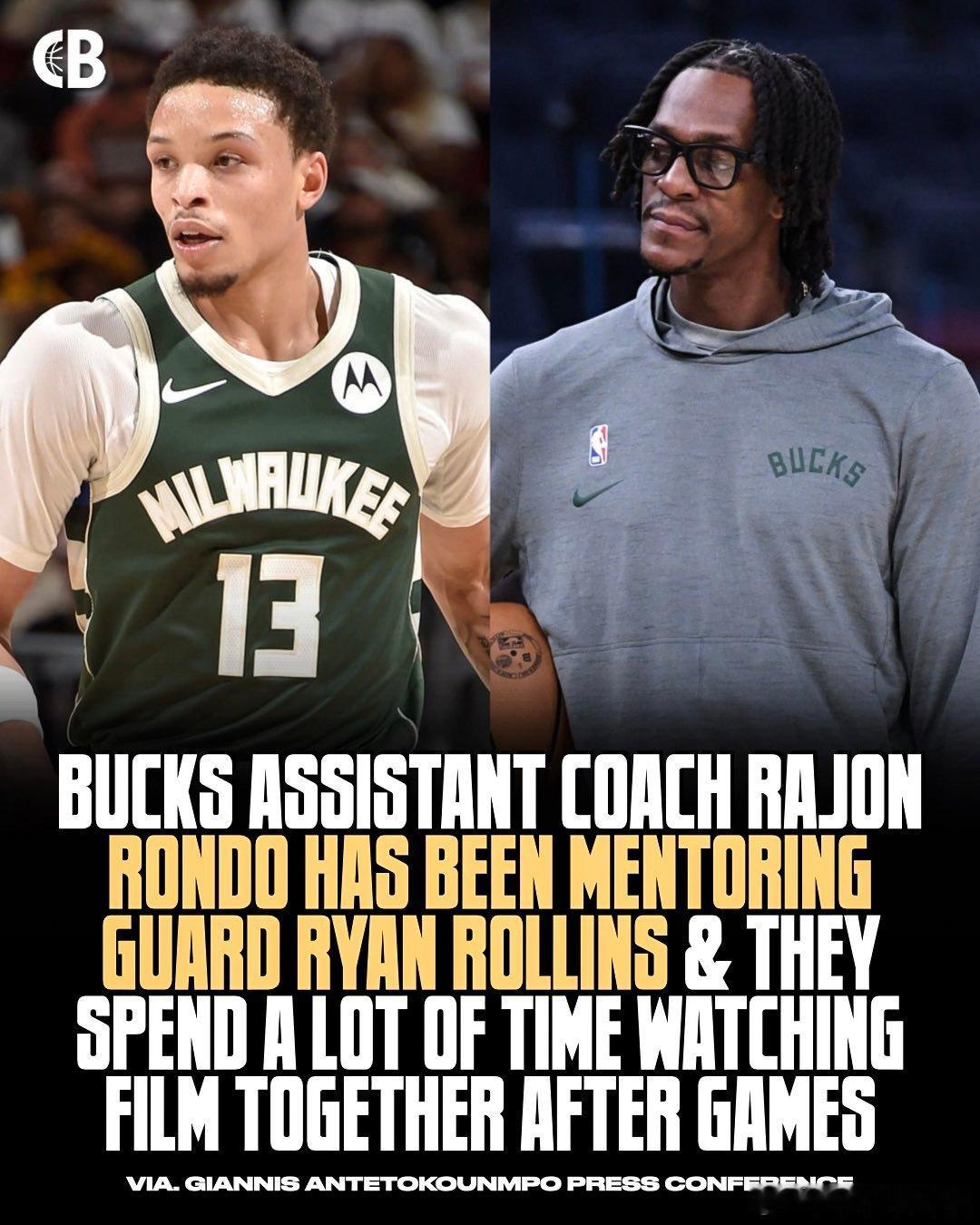 据报道，雄鹿的兼职助理教练隆多一直在指导罗恩-罗林斯如何打造进攻，并会在赛后带他