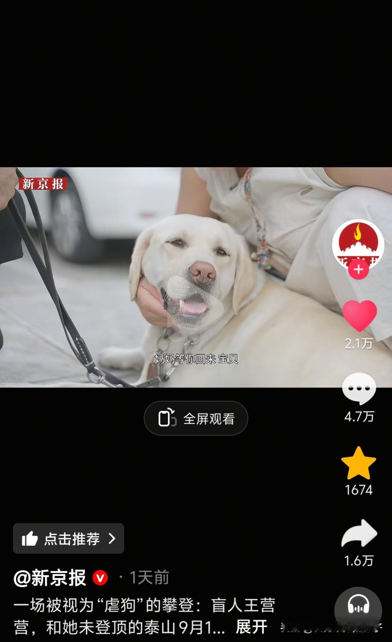 接导盲犬芬迪回家后续，盲人王女士本想通过展示她和芬迪间的感情，以此来感动网友，好