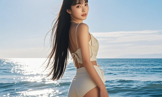 性感少妇沙滩游，蜜桃臀曲线无敌