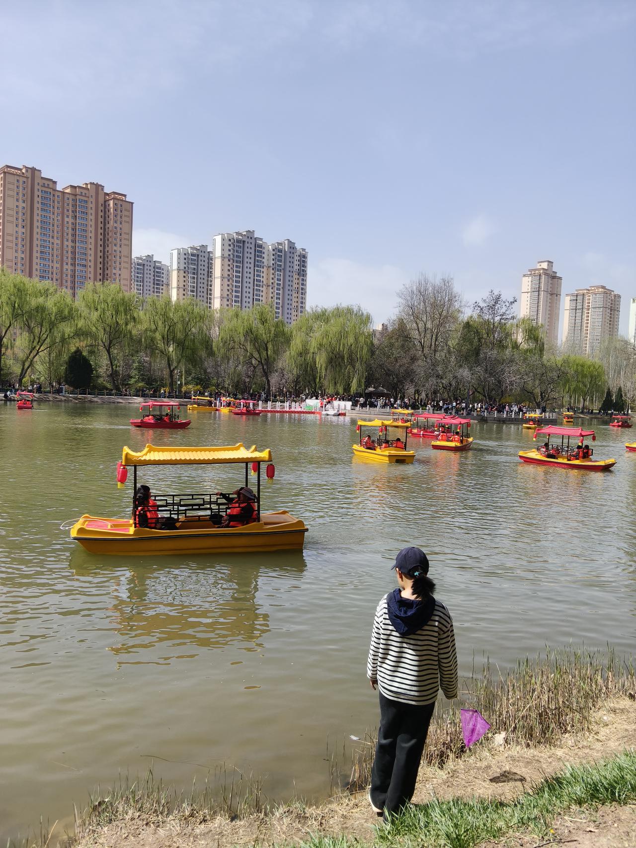 甘肃省兰州市植物园这夏天可真热闹冬天的时候植物园里的湖都结了冰，游人们也没有什