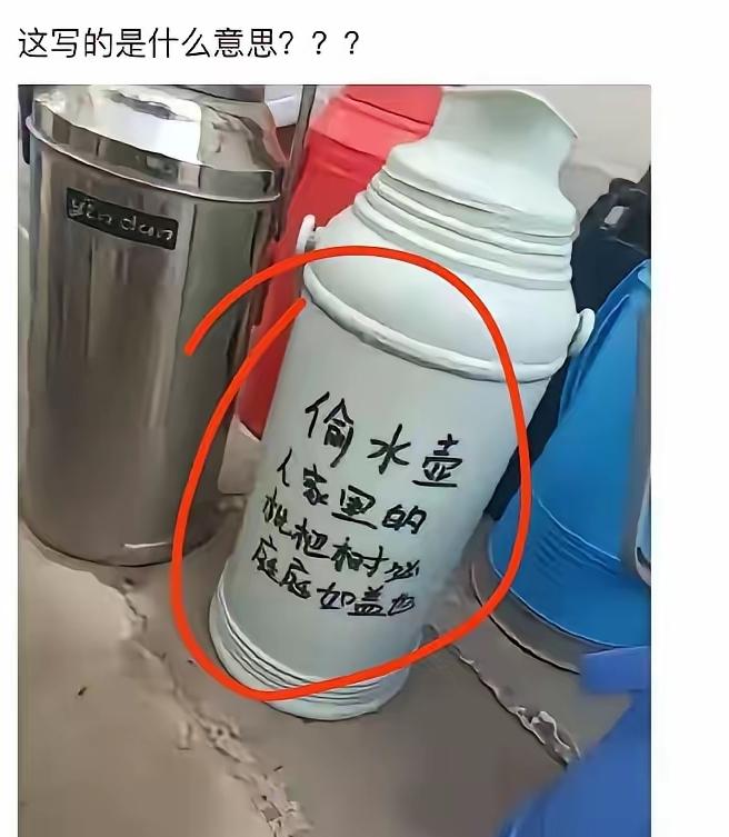 文化人骂人，一般人都看不懂，这是死老婆的意思。不过，偷水壶，确实该骂。