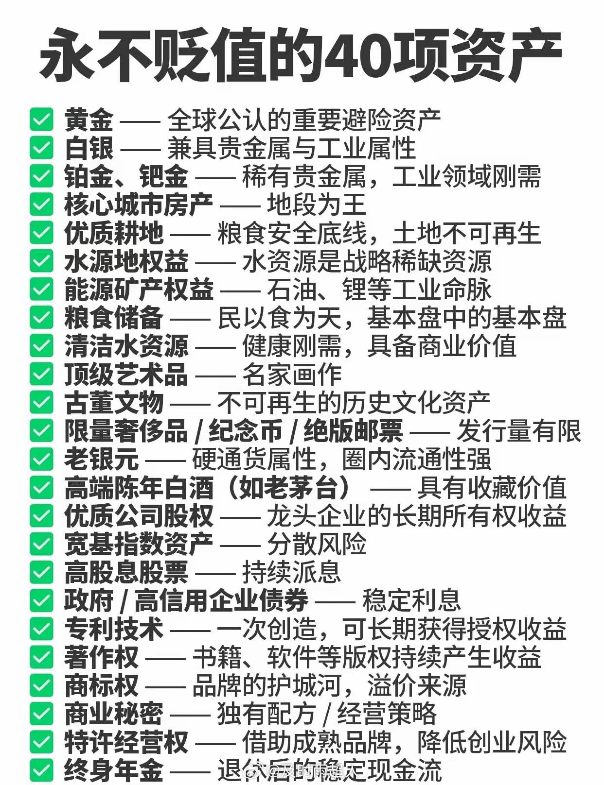 永不贬值的40项资产清单​​​