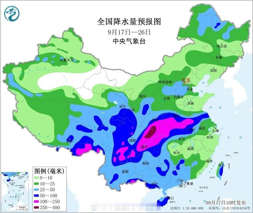 17—18日，四川东部、重庆及江汉西部、贵州北部等地有中到大雨，局地有暴雨；云南南部、西藏东南部等地