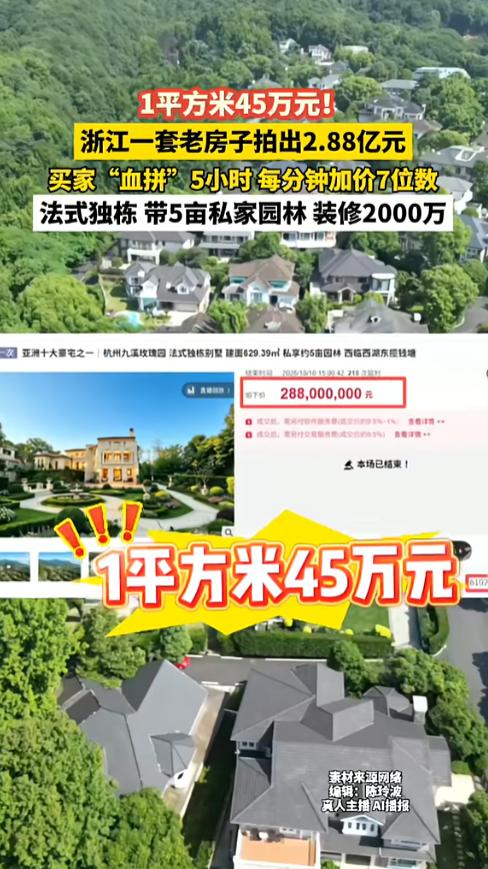 “有钱人的世界看不懂！”浙江杭州，一男子在某平台，拍卖自家629.39平法式独栋