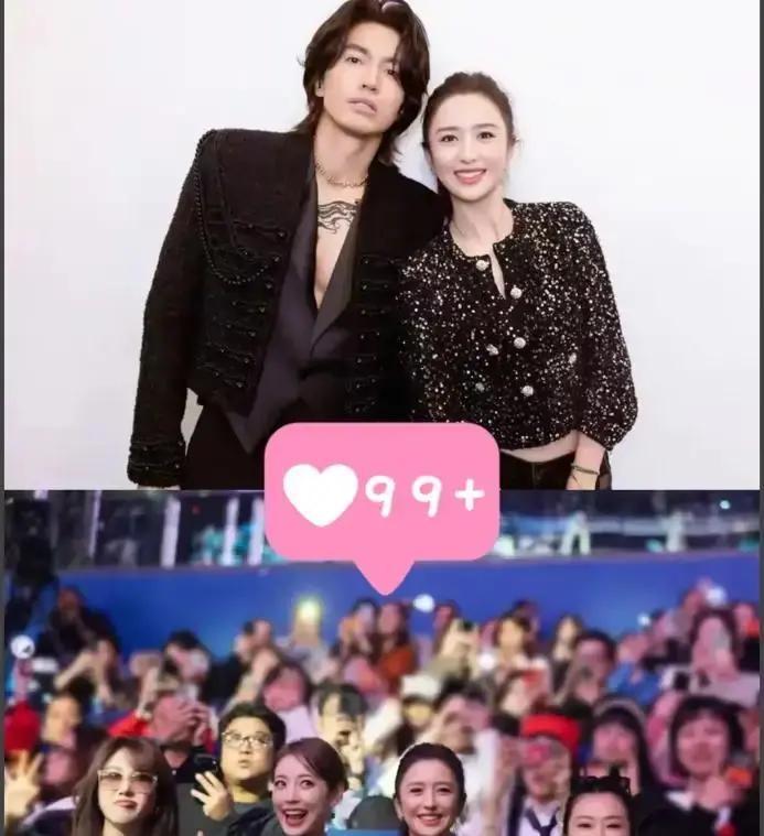 言承旭昨晚活动刚散场，就被拍到和佟丽娅在后台聊得热乎。女方顺手给他理领带，动作