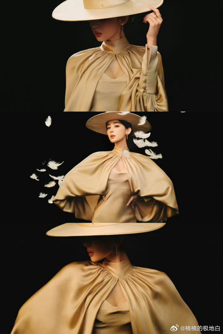 娜扎老电影女主角既视感娜扎旧画报风名伶娜扎穿缎面裙戴复古帽，活脱脱老电影女主角